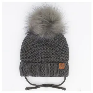 Calikids W2102 Knit Pompom Hat (Charcoal)