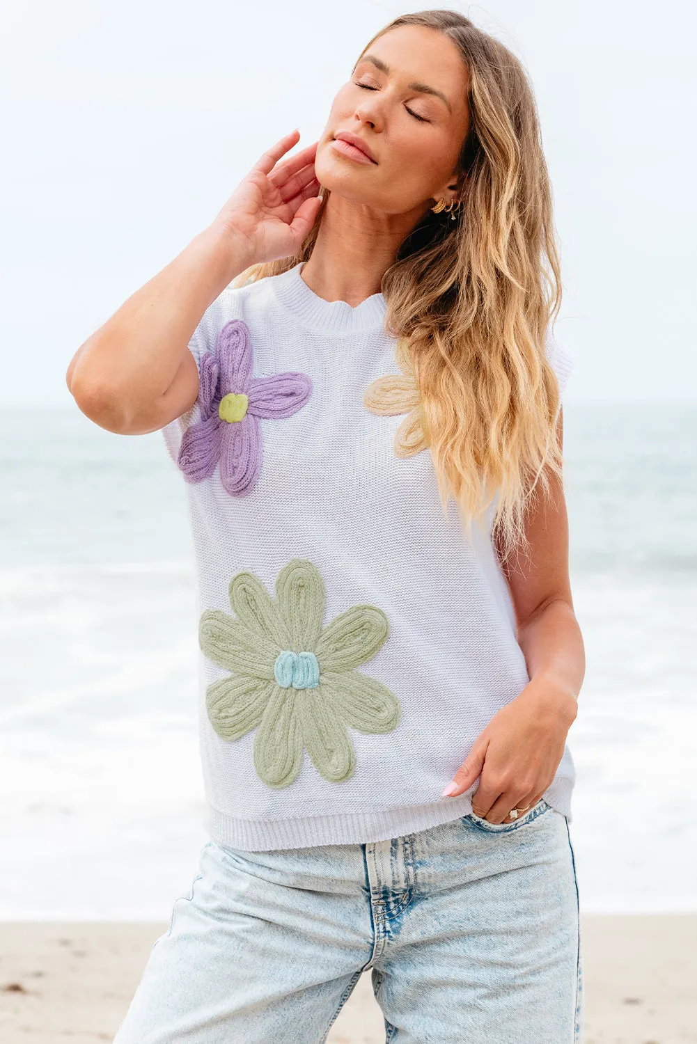 Callie Crochet Flower Top