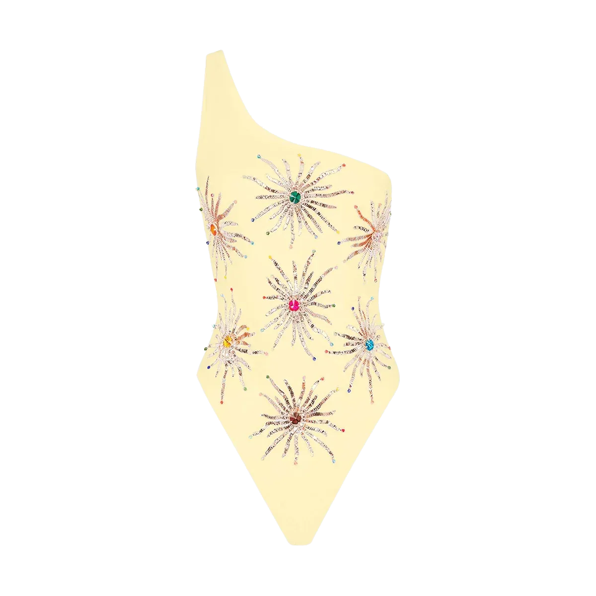 Callie One Shoulder Hand Embroidered swimsuit White