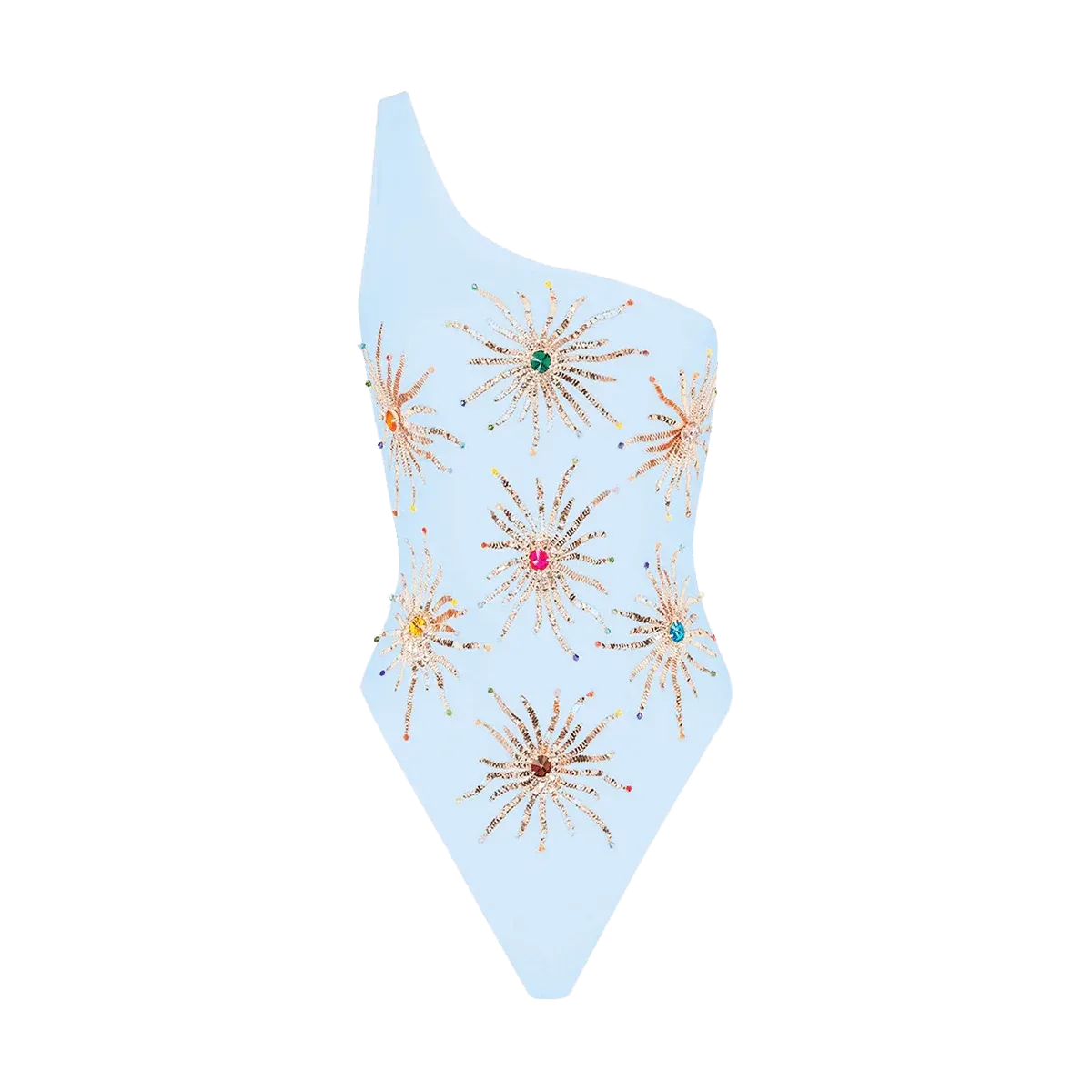 Callie One Shoulder Hand Embroidered swimsuit White