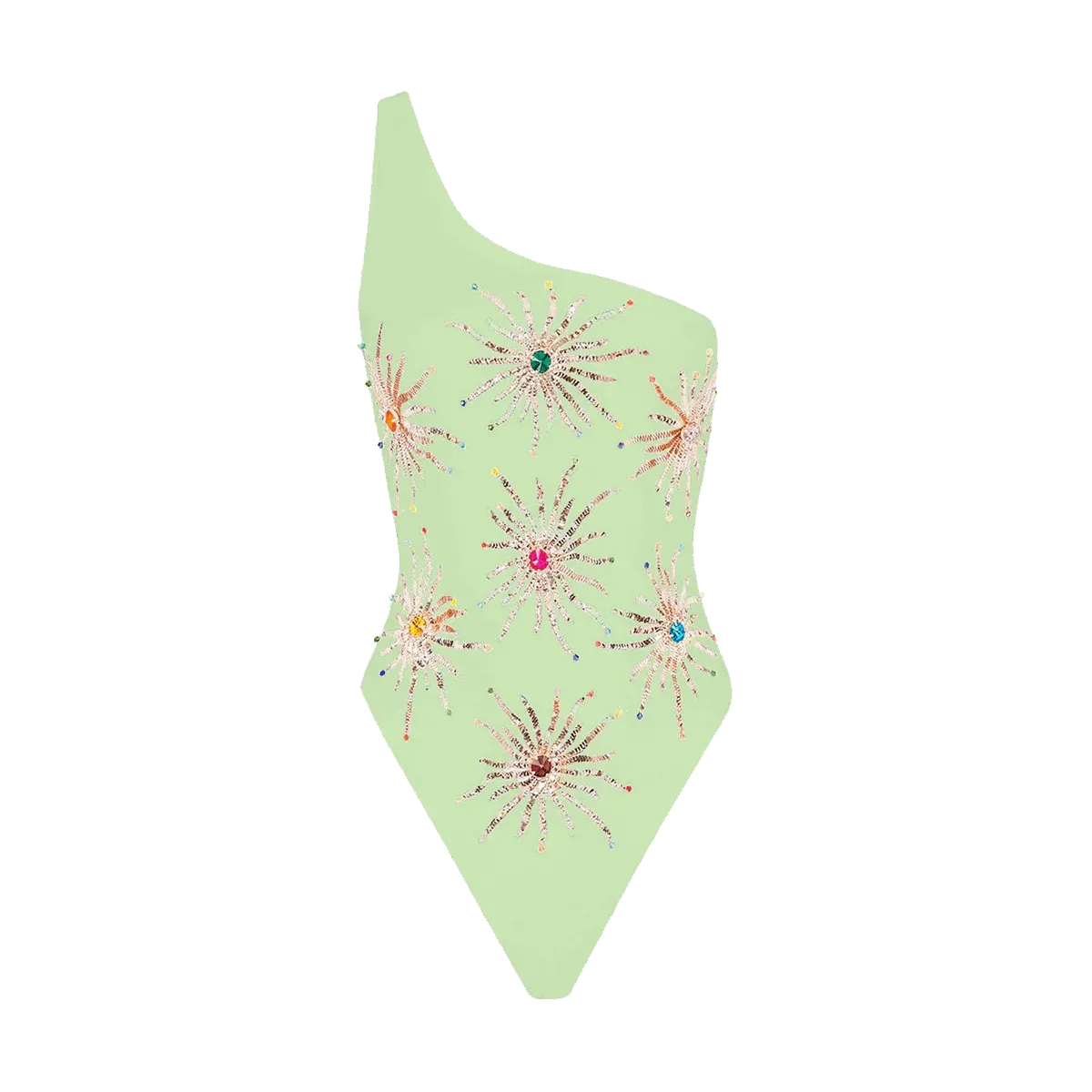 Callie One Shoulder Hand Embroidered swimsuit White