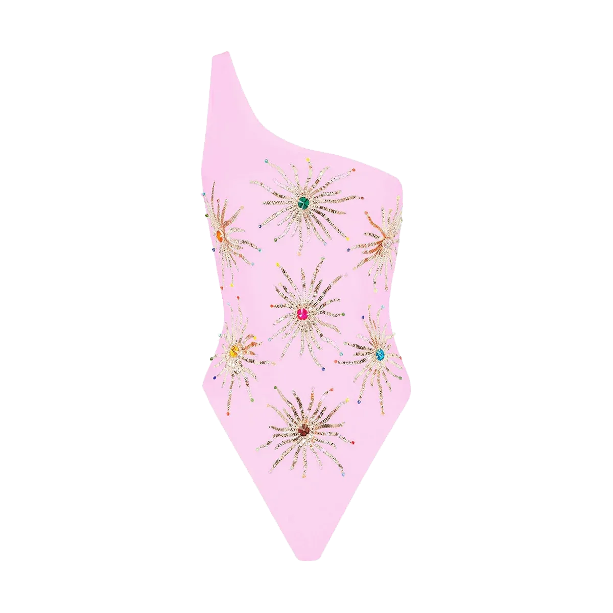 Callie One Shoulder Hand Embroidered swimsuit White