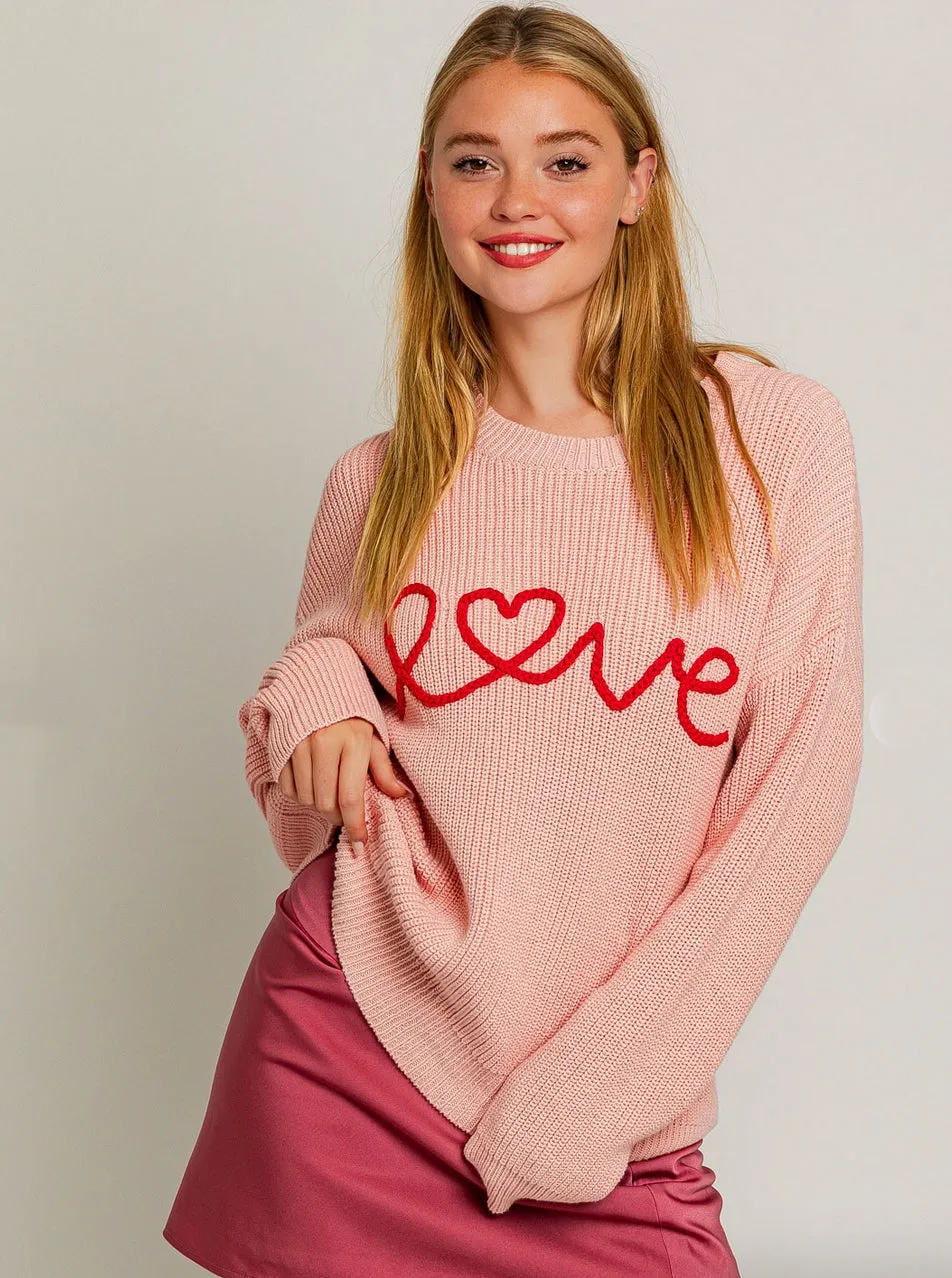 Candy Pink LOVE Sweater