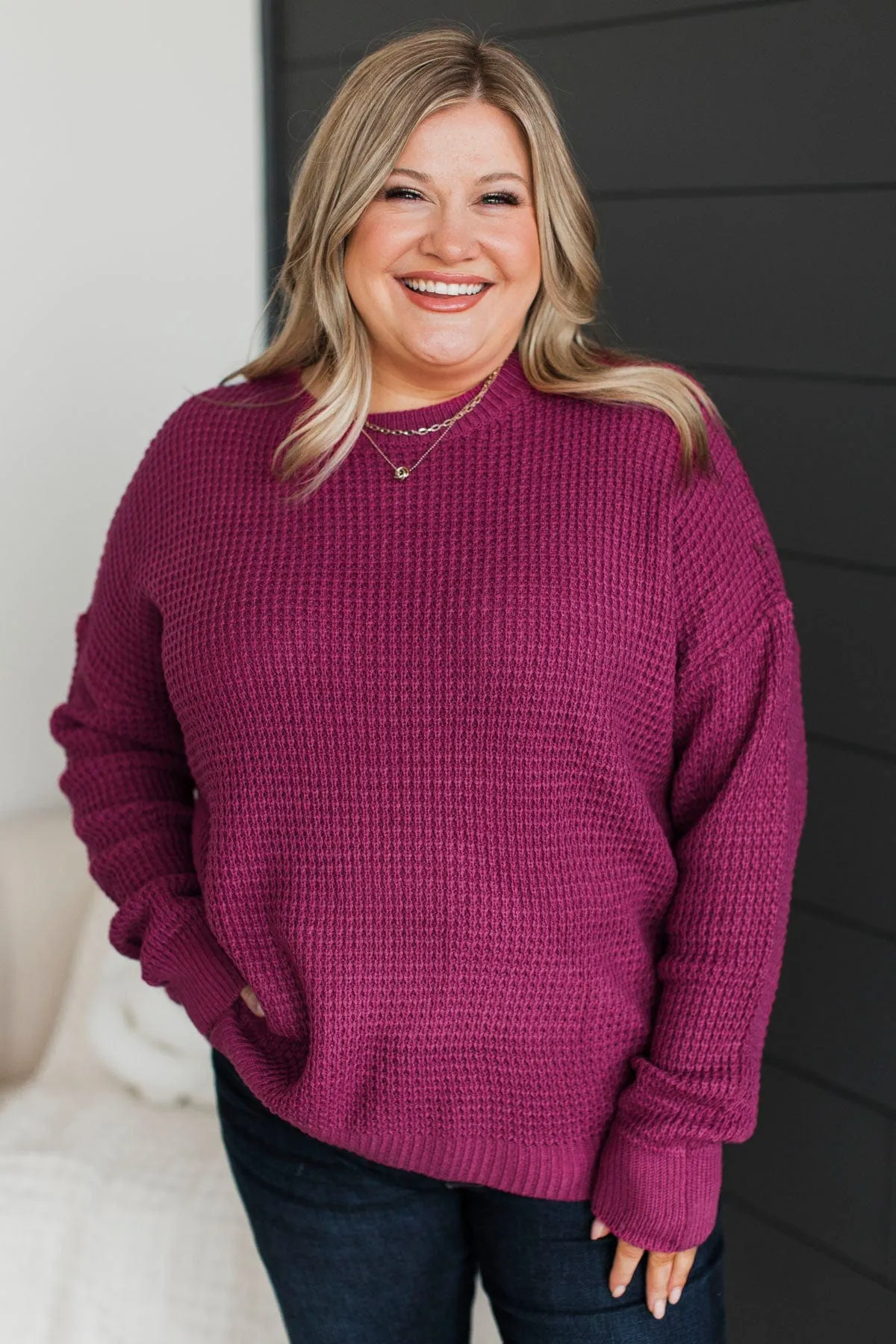 Captivating In Color Knit Sweater- Berry