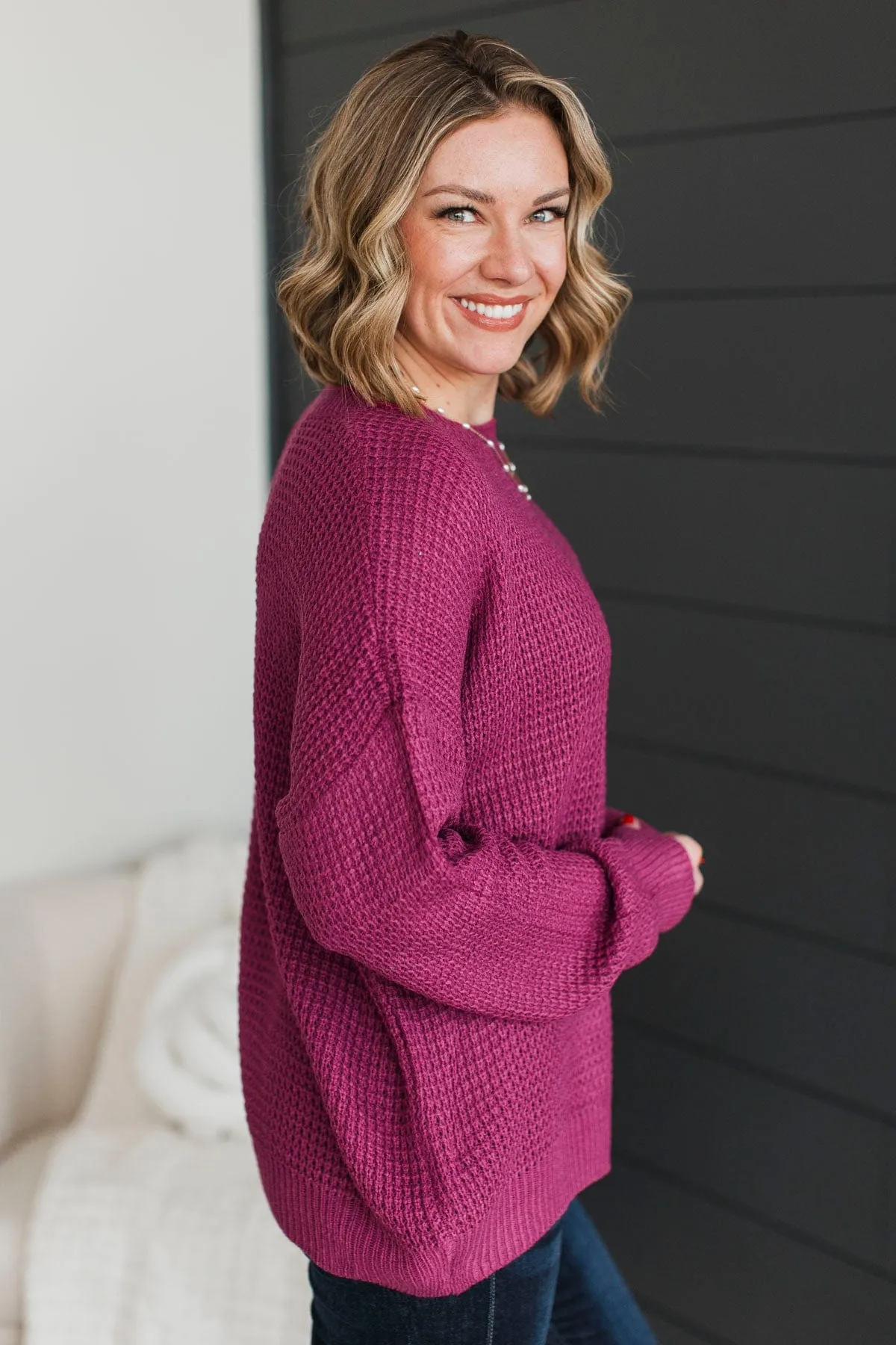 Captivating In Color Knit Sweater- Berry