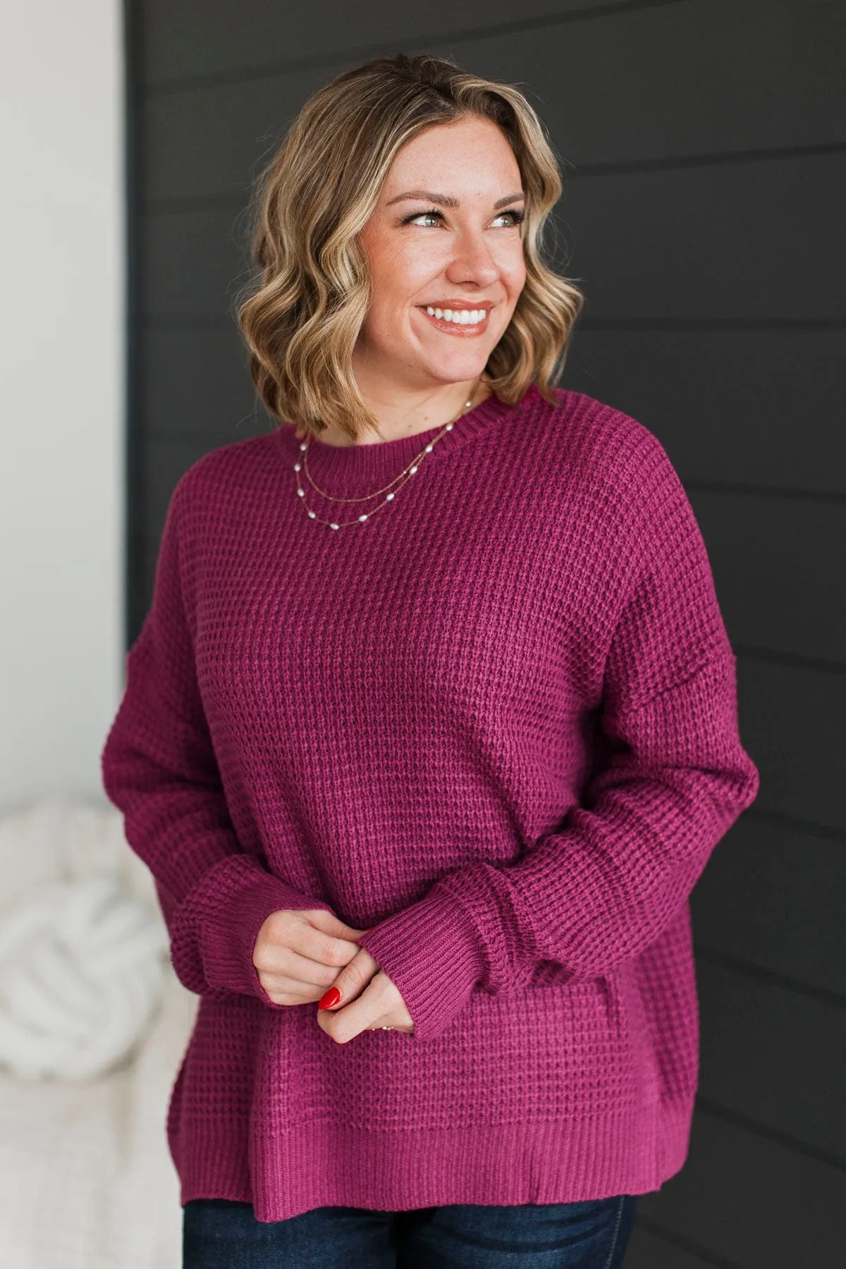 Captivating In Color Knit Sweater- Berry