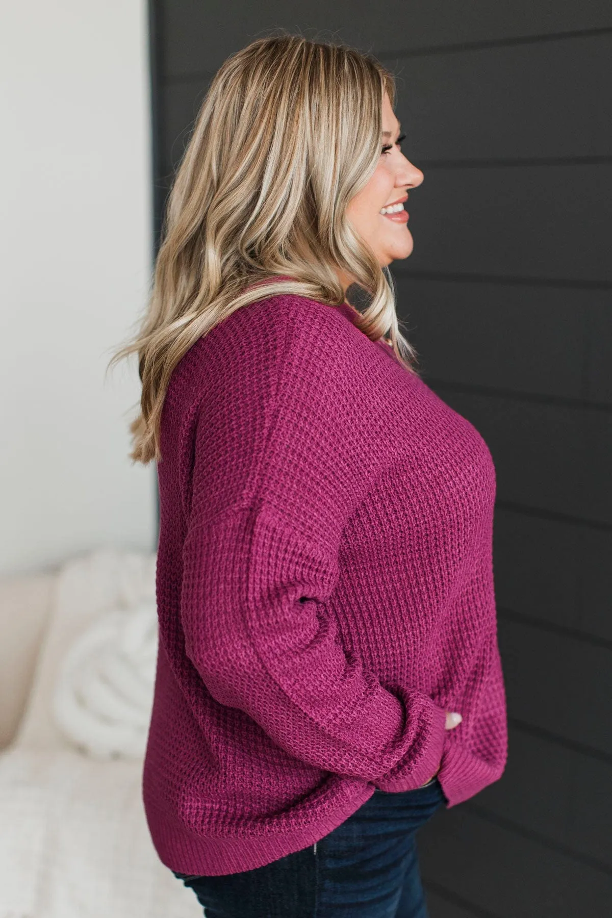 Captivating In Color Knit Sweater- Berry