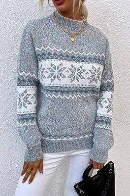 Casual Snowflakes Basic Half A Turtleneck Sweaters(4 Colors)