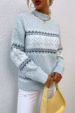 Casual Snowflakes Basic Half A Turtleneck Sweaters(4 Colors)