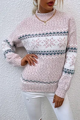 Casual Snowflakes Basic Half A Turtleneck Sweaters(4 Colors)