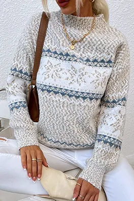 Casual Snowflakes Basic Half A Turtleneck Sweaters(4 Colors)