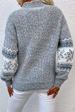 Casual Snowflakes Basic Half A Turtleneck Sweaters(4 Colors)