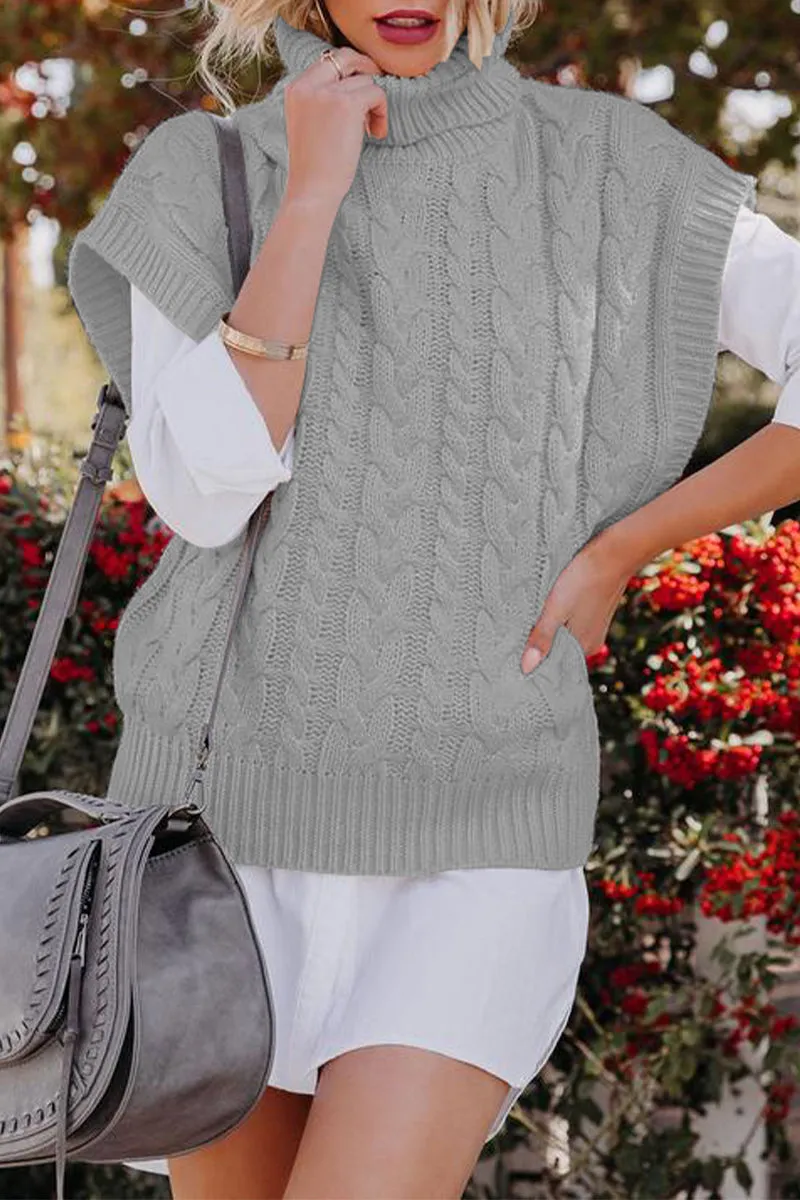 Casual Solid Patchwork Turtleneck Sweaters(4 Colors)