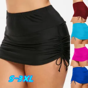 Casual Tankini Mini Skirt Swimwear Bikini Bottoms Solid Color Short Skirts