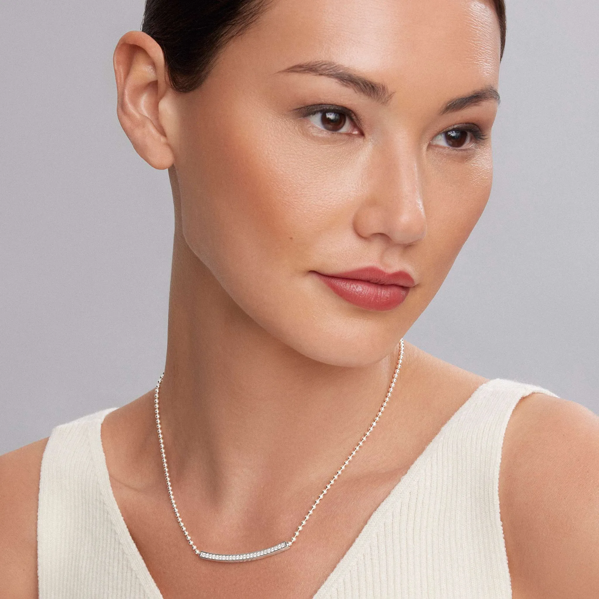 Caviar Spark Large Station Diamond Beaded Necklace