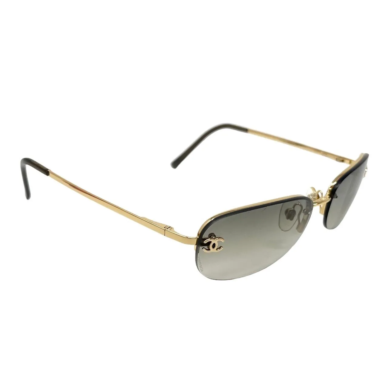 Chanel Black Logo Rimless Sunglasses