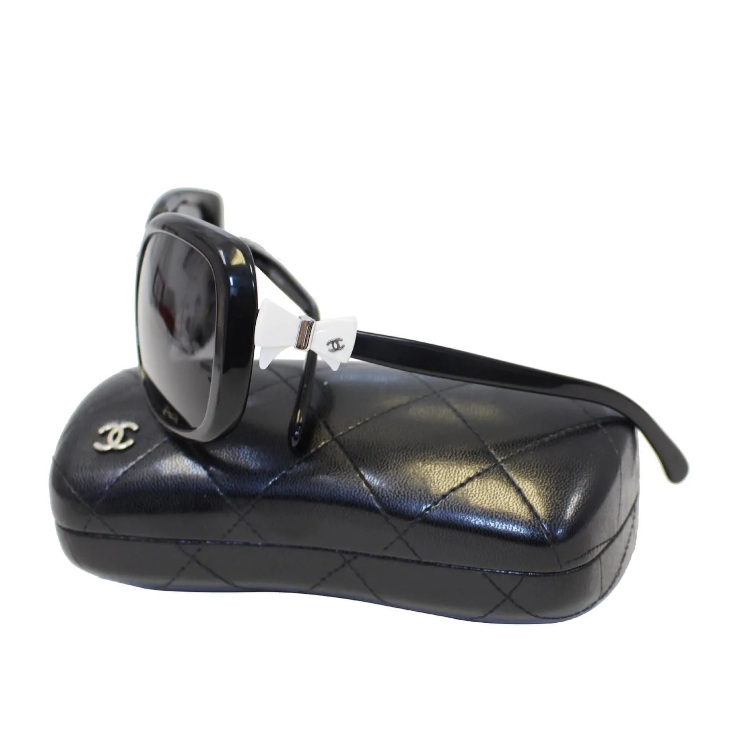 CHANEL Black Sunglasses with White Bow 5171