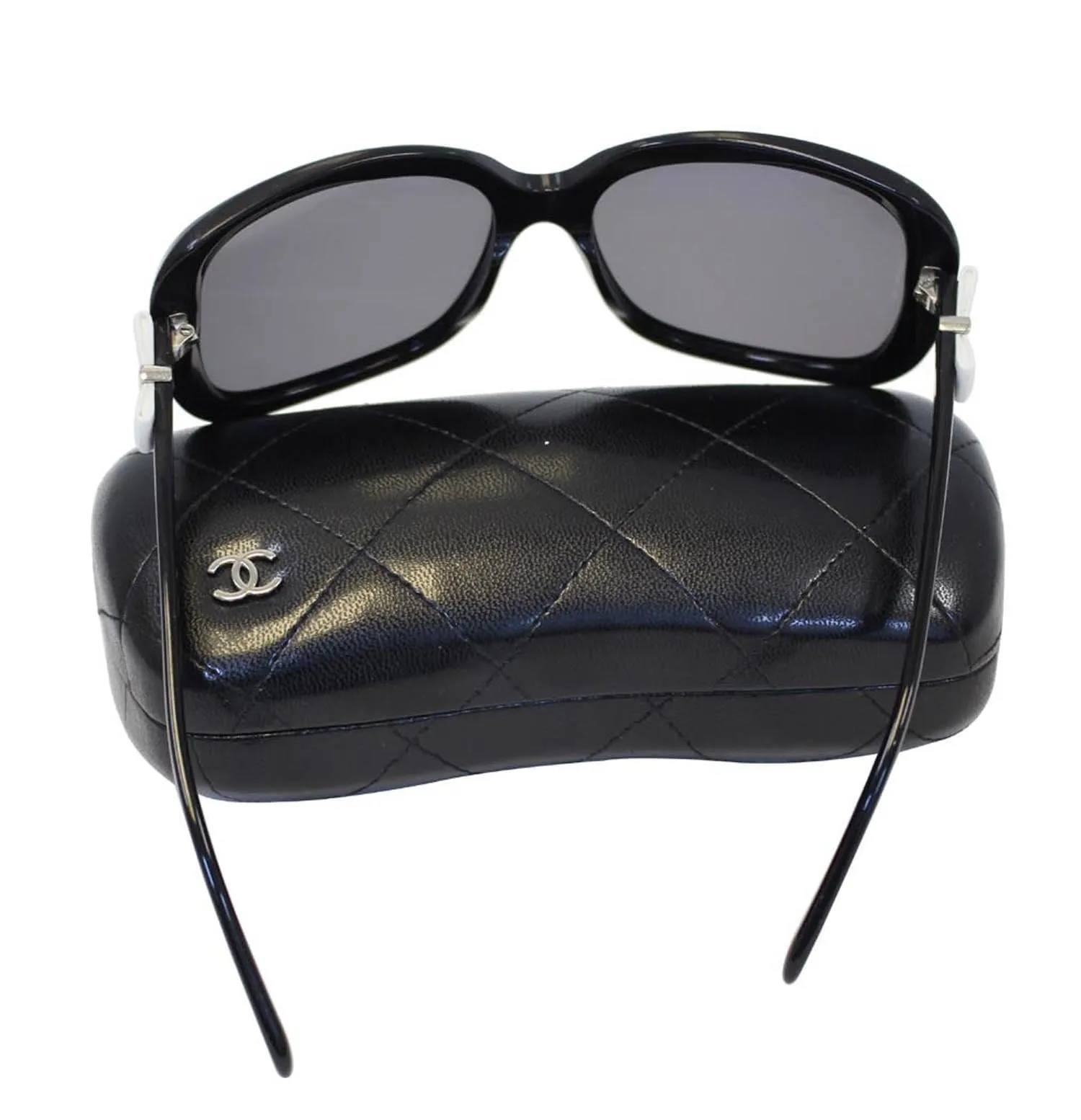 CHANEL Black Sunglasses with White Bow 5171