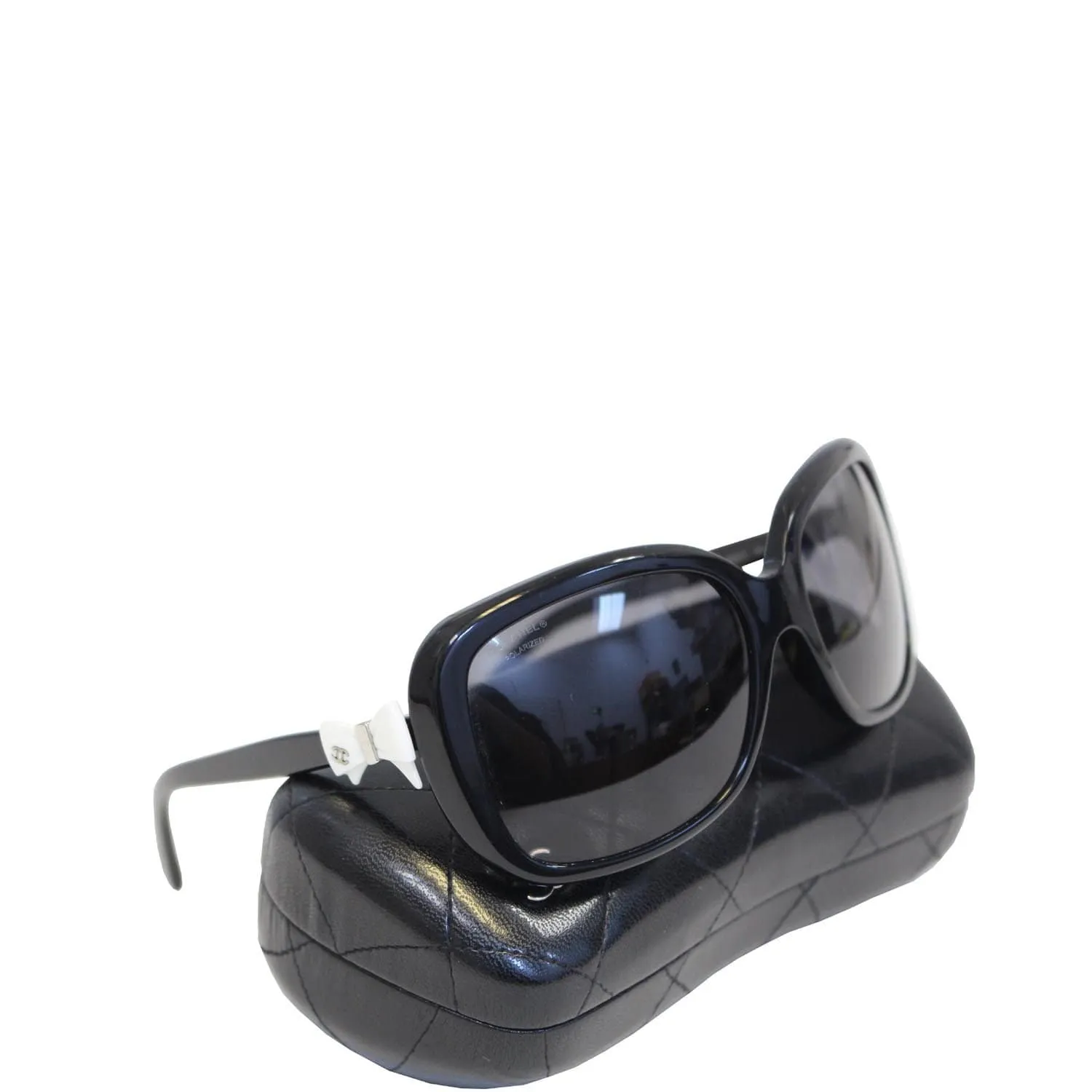 CHANEL Black Sunglasses with White Bow 5171