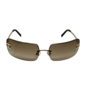 Chanel Gold Rimless Logo Sunglasses
