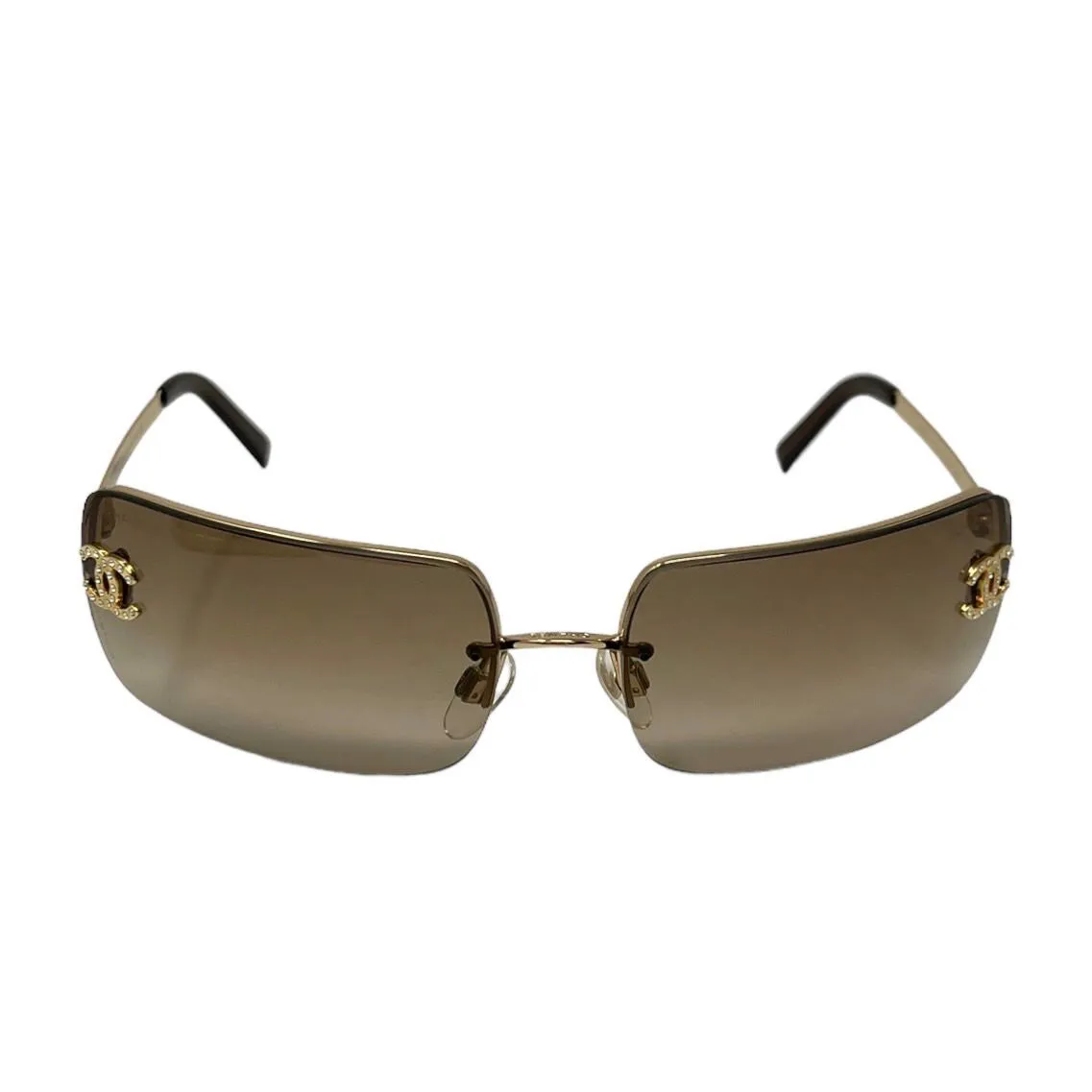 Chanel Gold Rimless Logo Sunglasses