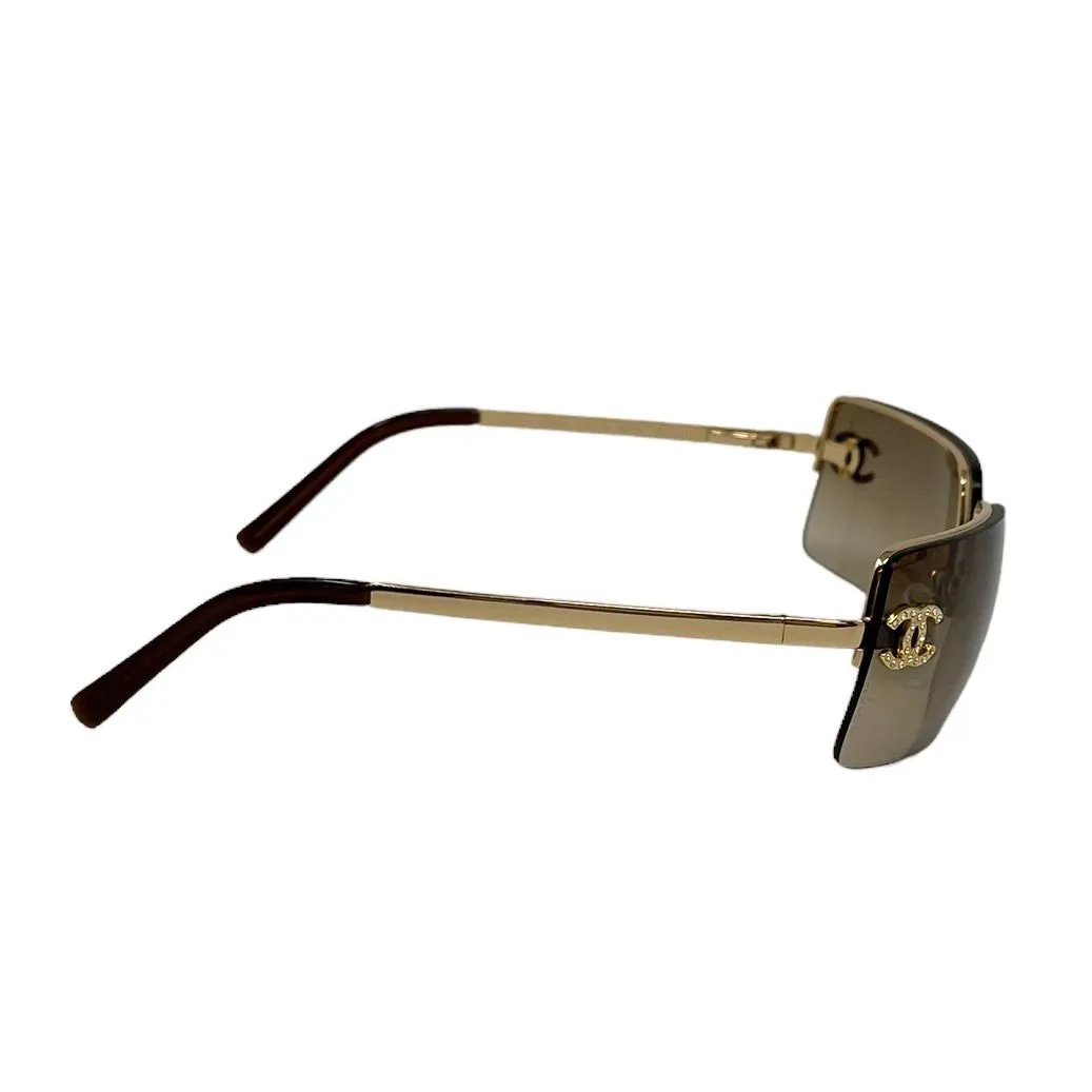 Chanel Gold Rimless Logo Sunglasses