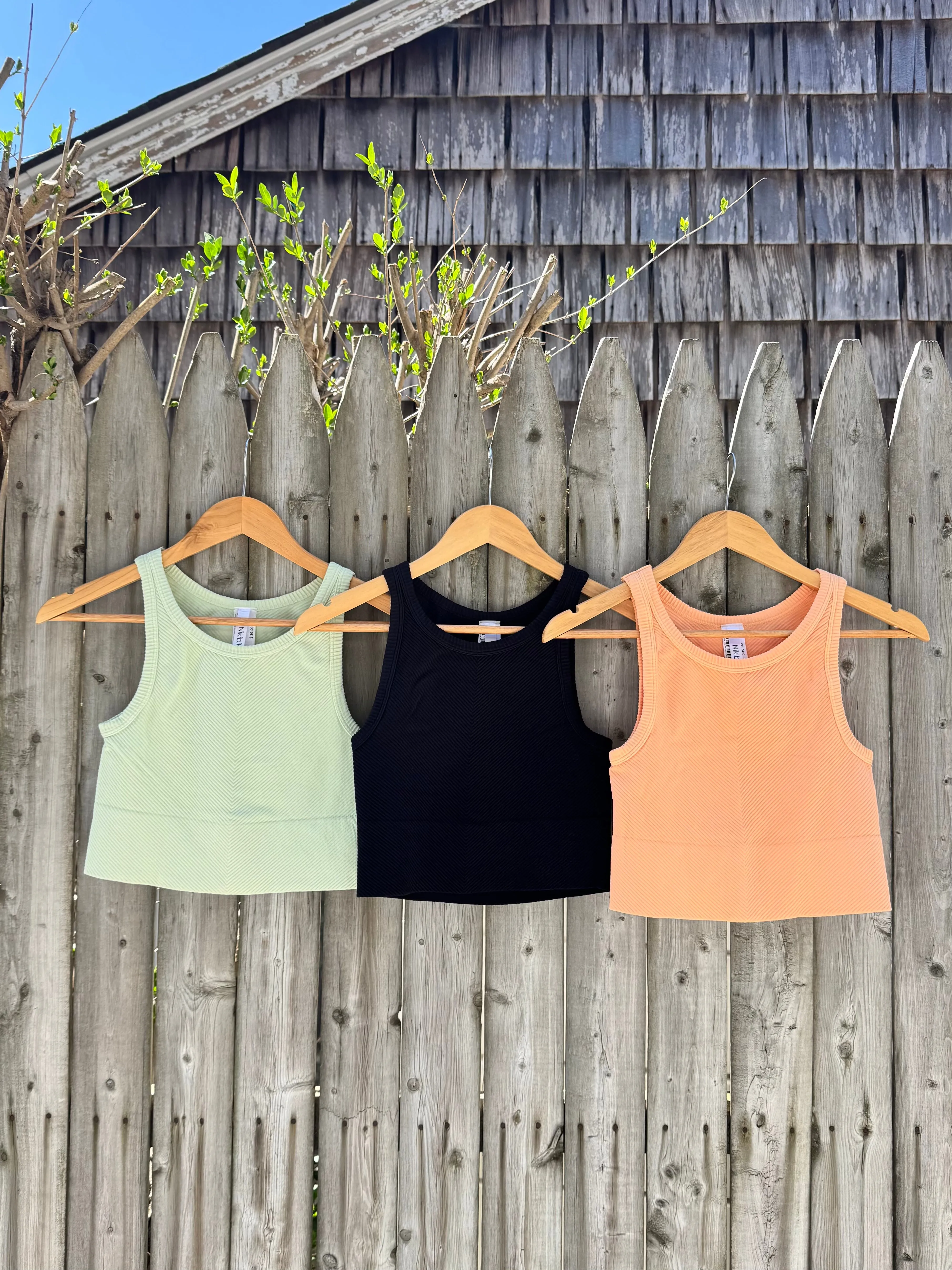 Chevron Highneck Crop Top- Black