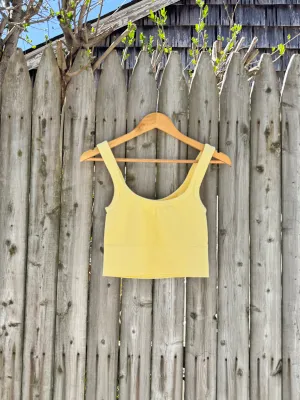 Chevron Ribbed Crop- Pale Lemon