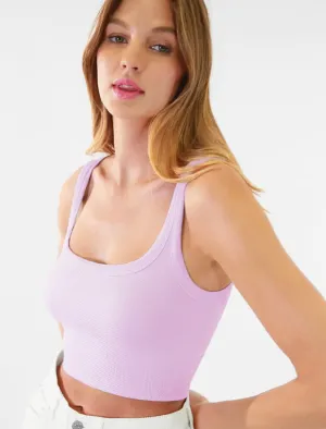 Chevron Ribbed Crop Top- Lilac