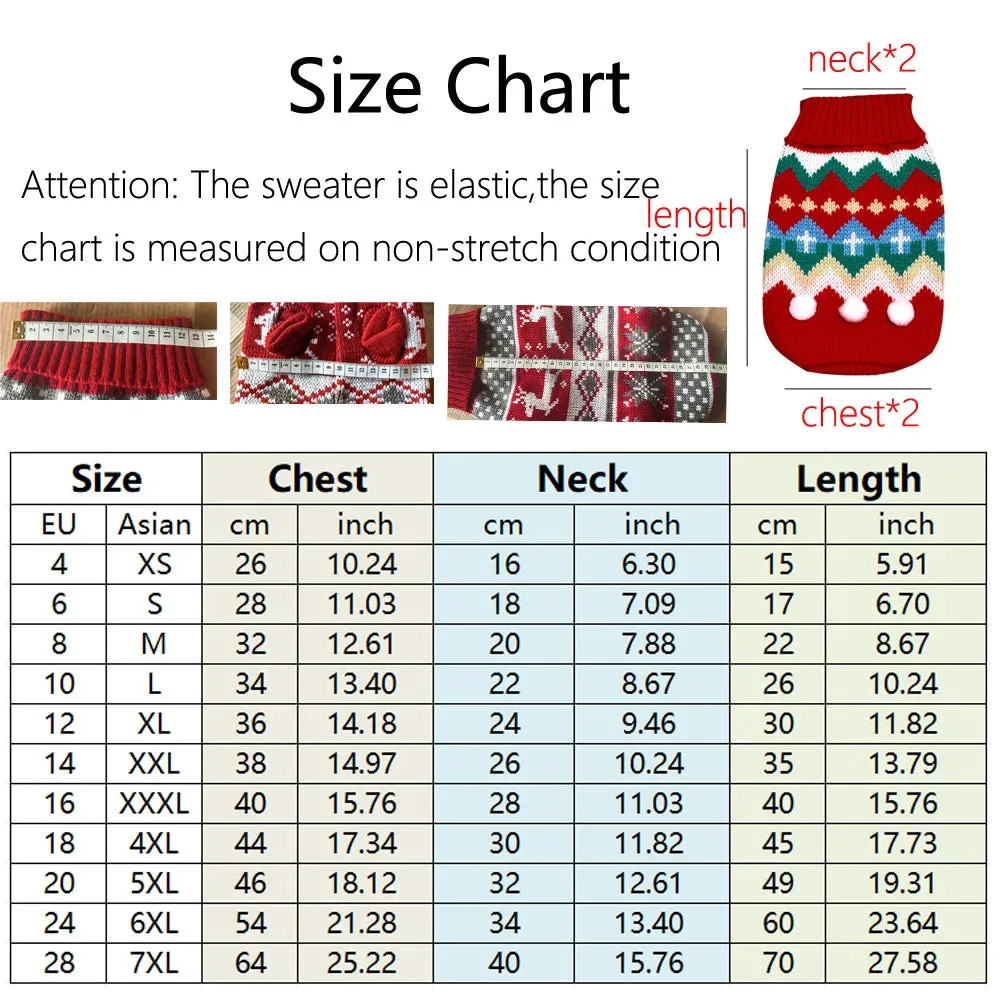 Christmas Knit Turtleneck Sweater for Large Dogs