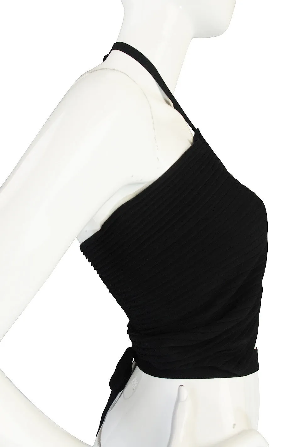 circa 1996 Tom Ford for Gucci Black Halter Knit Top