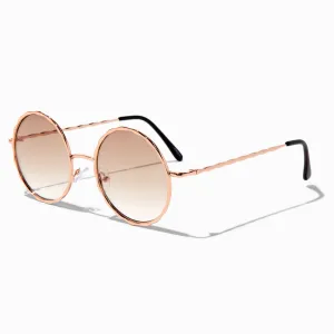 Claire's Rose Gold Beveled Edge Round Sunglasses