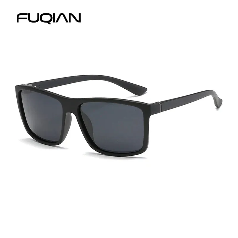 Classic Black Square Polarized Sunglasses for Men