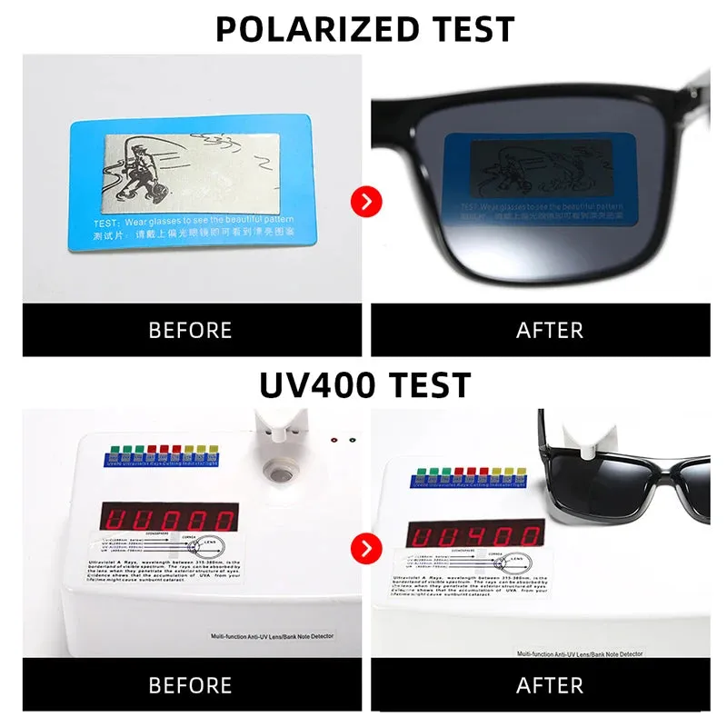 Classic Black Square Polarized Sunglasses for Men