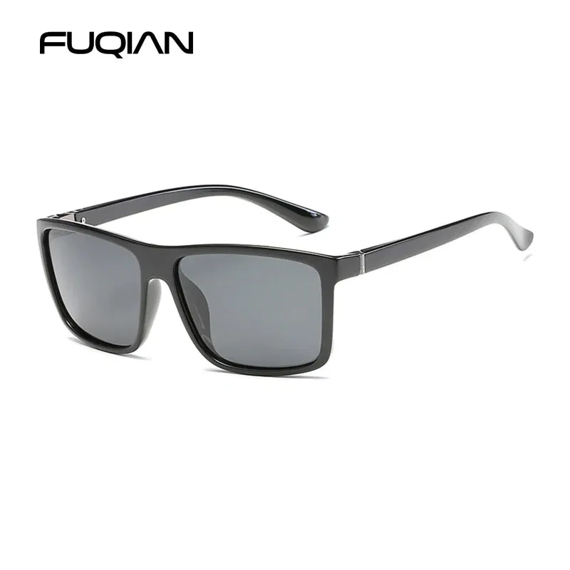 Classic Black Square Polarized Sunglasses for Men