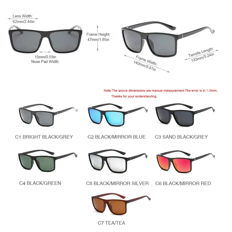 Classic Black Square Polarized Sunglasses for Men
