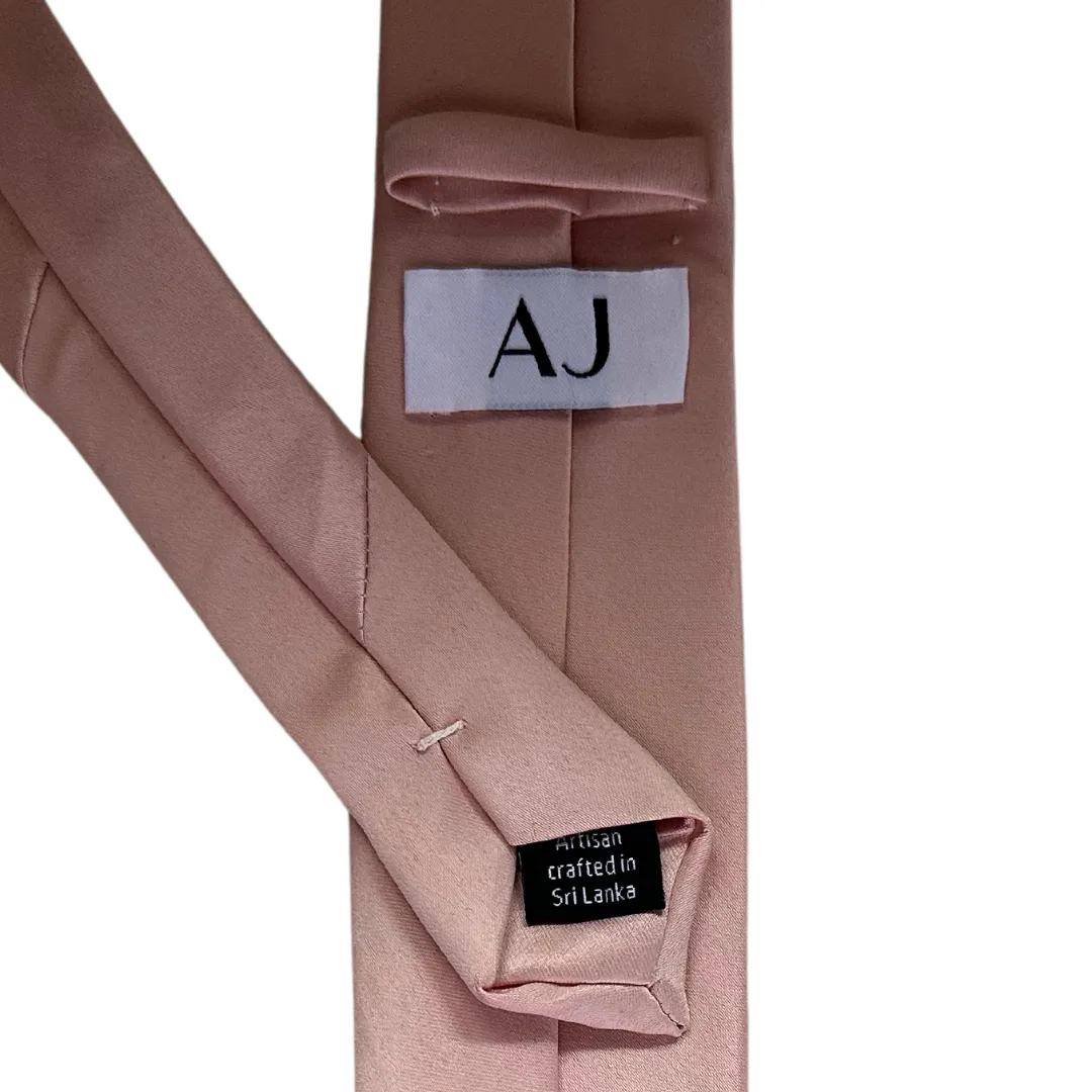 Classic Solid Light Pastel Pink Satin Silk Skinny Tie