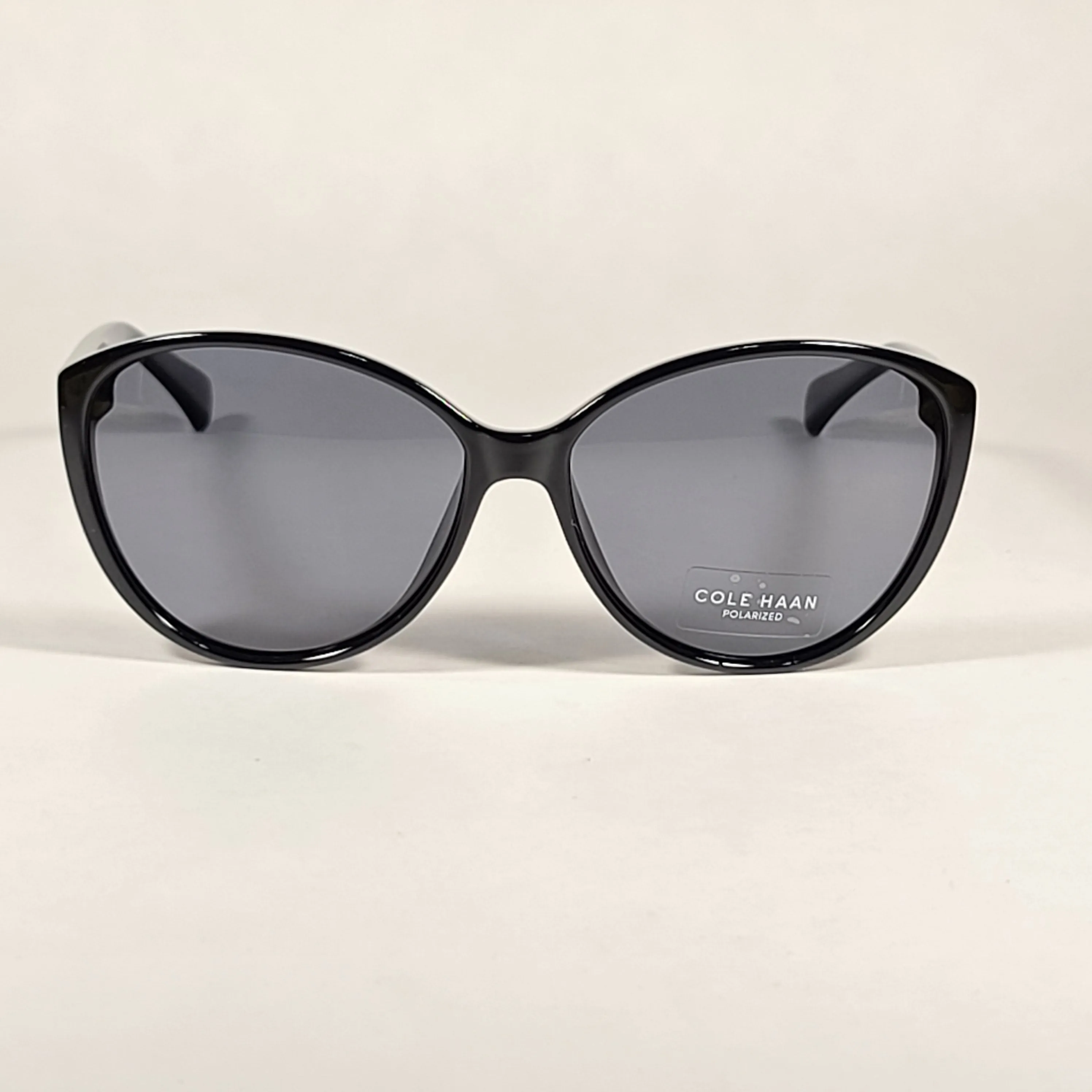 Cole Haan Cat Eye Polarized Sunglasses Shiny Black Frame Gray Lens CH9000 001 BLACK