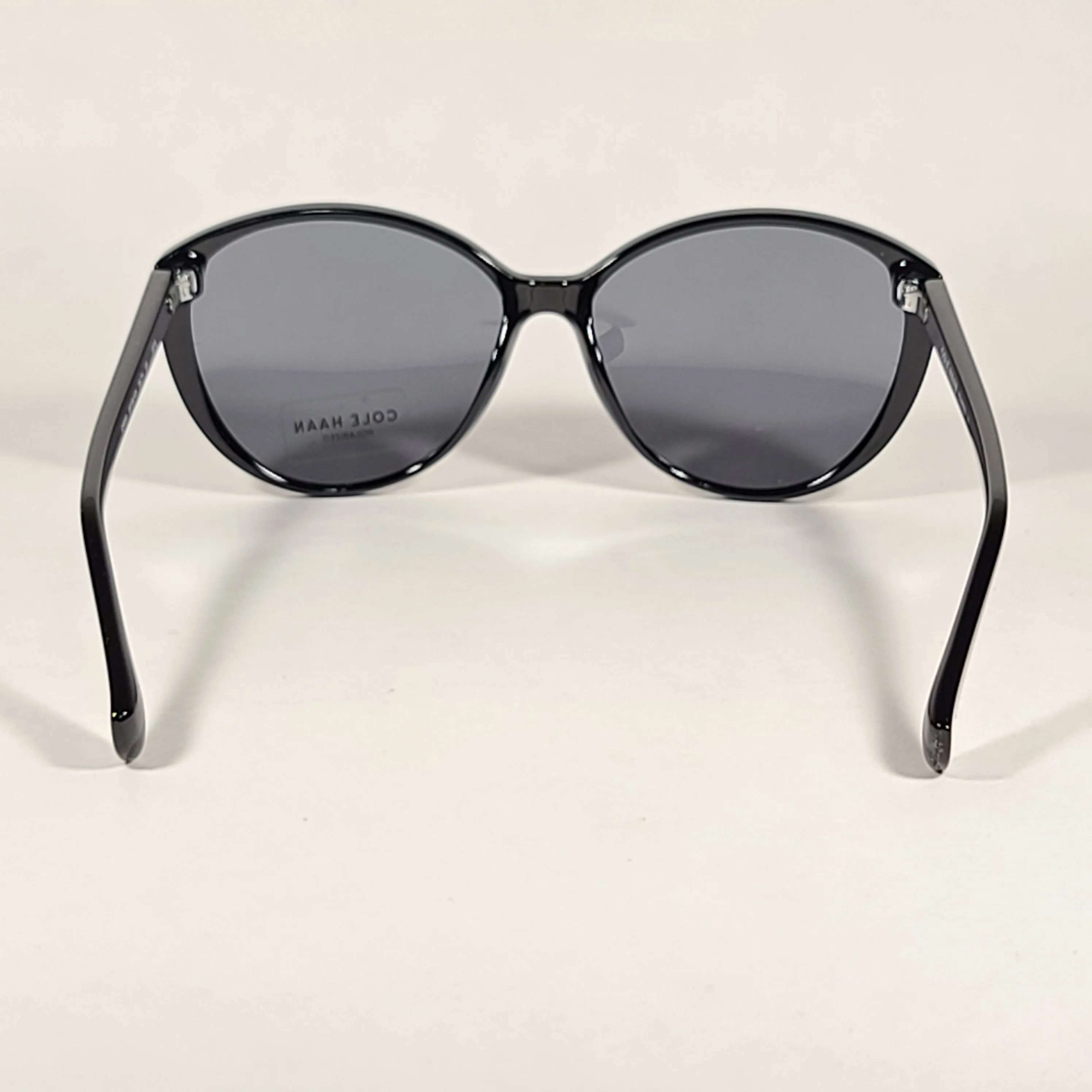 Cole Haan Cat Eye Polarized Sunglasses Shiny Black Frame Gray Lens CH9000 001 BLACK