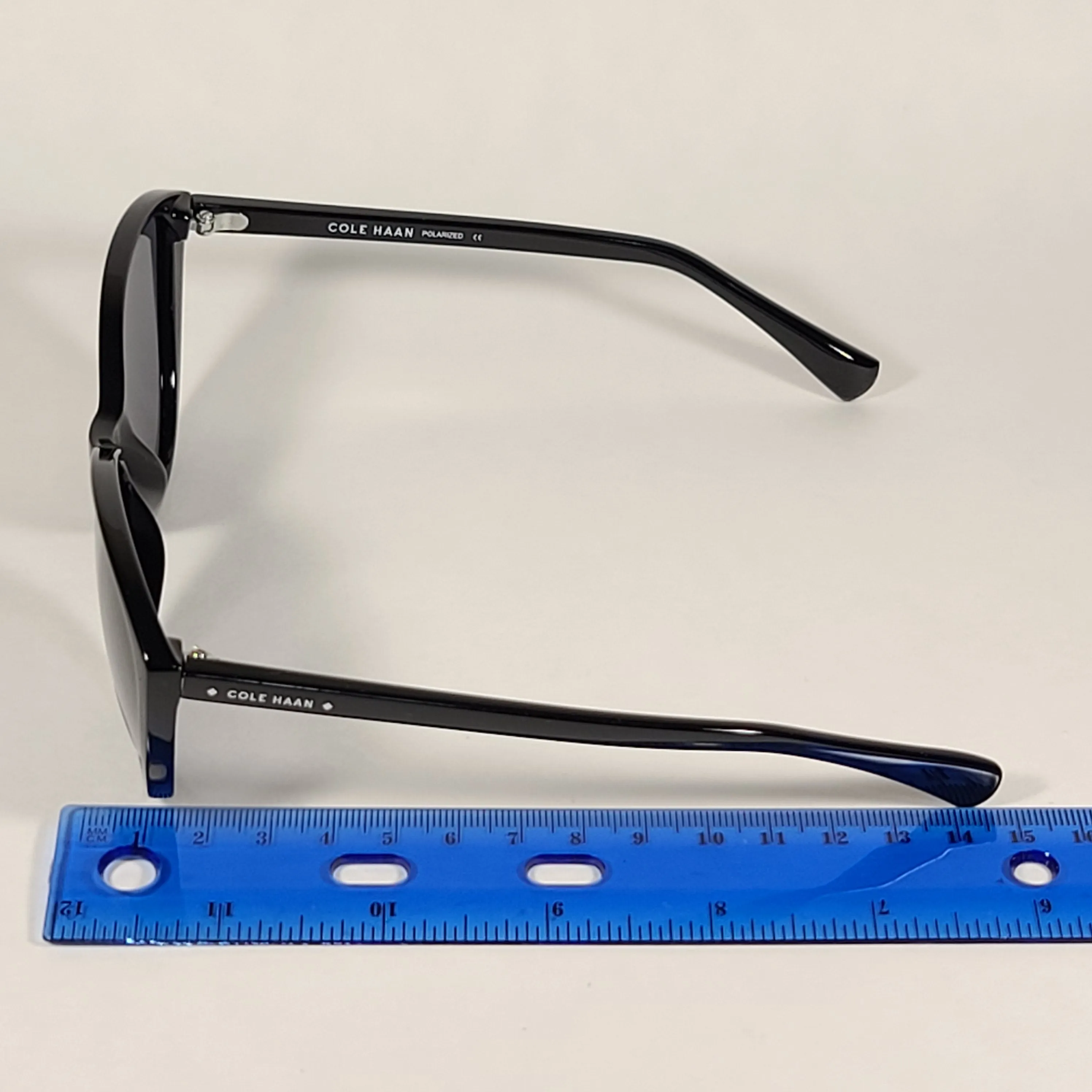 Cole Haan Cat Eye Polarized Sunglasses Shiny Black Frame Gray Lens CH9000 001 BLACK