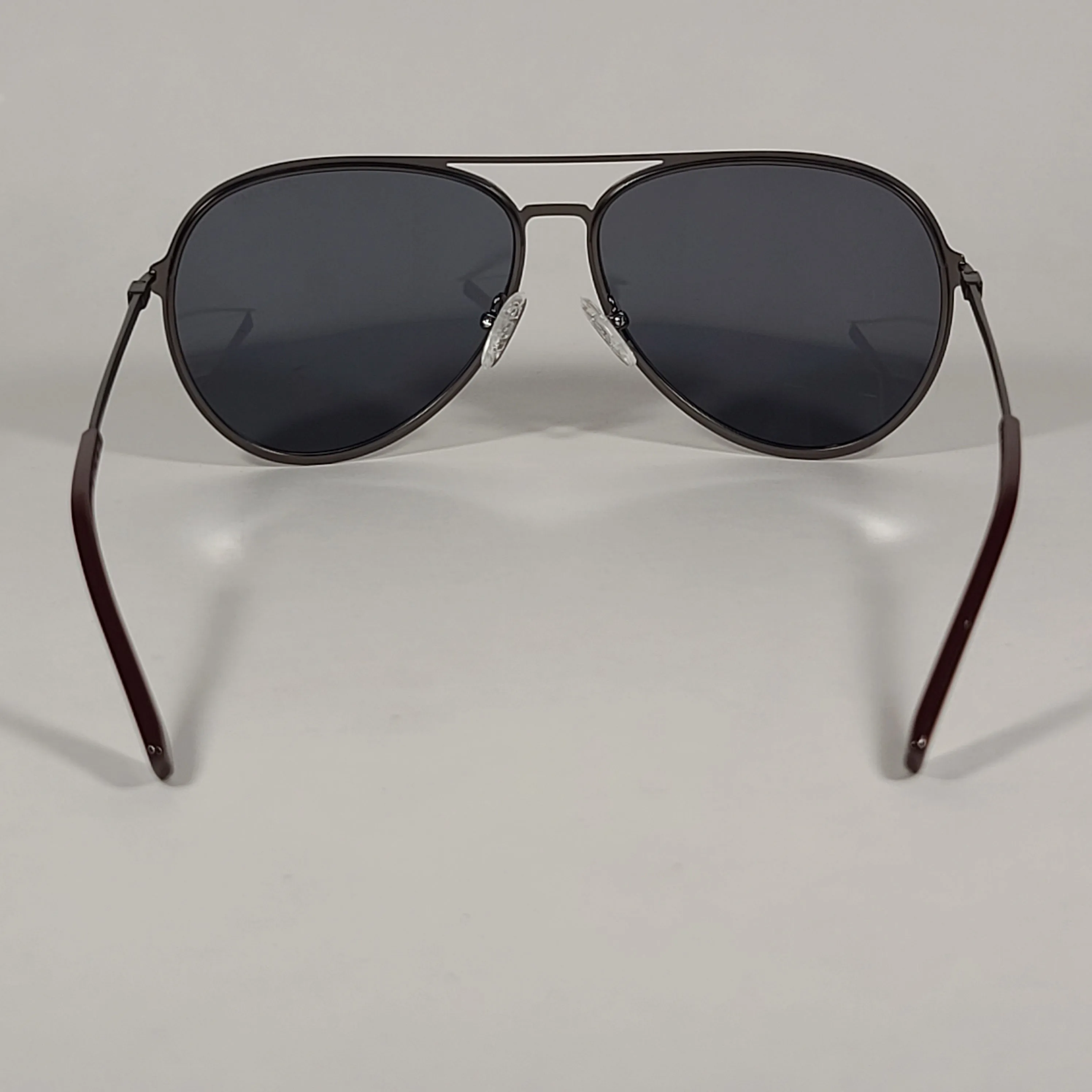 Cole Haan Polarized Aviator Sunglasses Gunmetal And Burgundy Frame Gray Lens CH8007 604 Burgundy