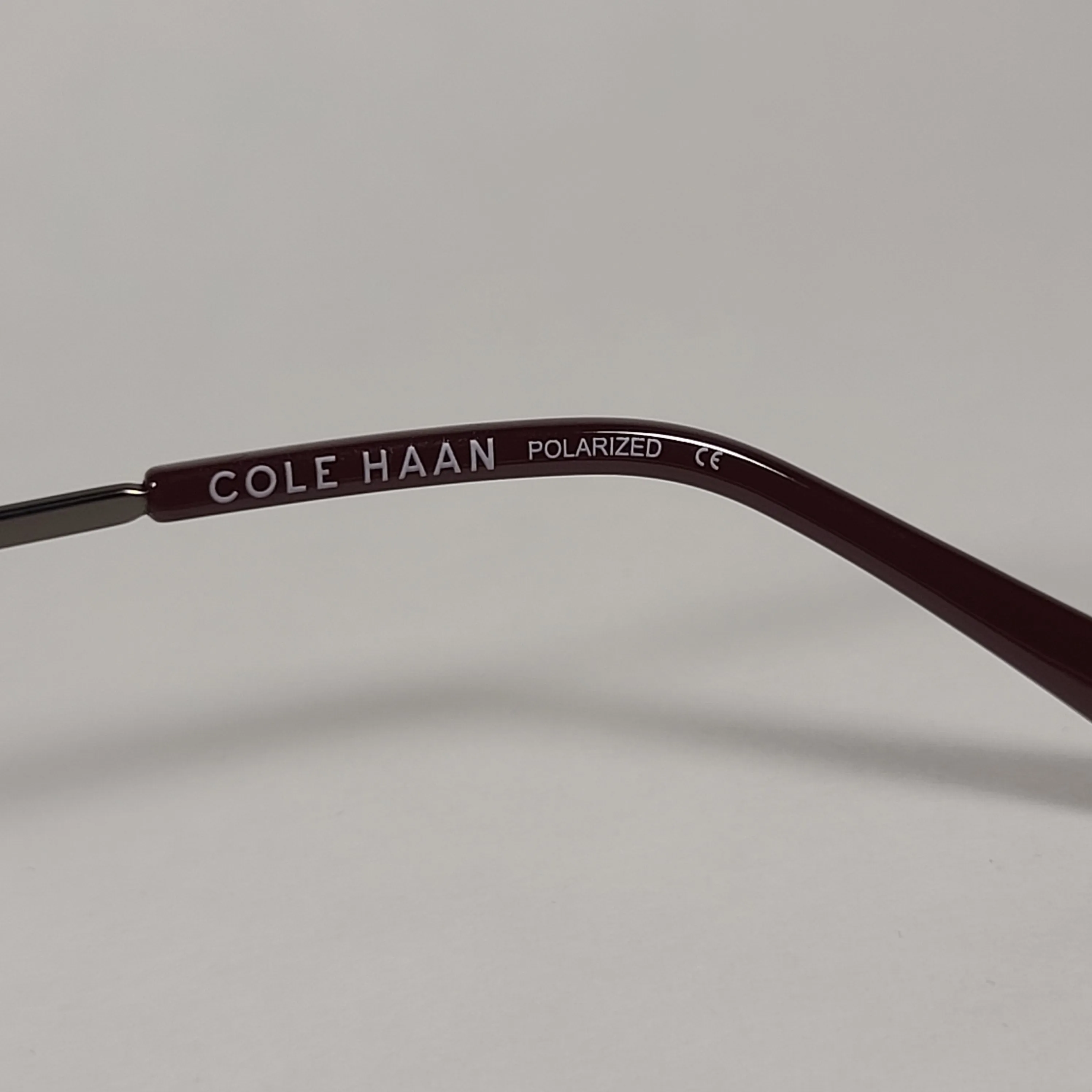 Cole Haan Polarized Aviator Sunglasses Gunmetal And Burgundy Frame Gray Lens CH8007 604 Burgundy