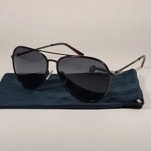 Cole Haan Polarized Aviator Sunglasses Gunmetal And Burgundy Frame Gray Lens CH8007 604 Burgundy