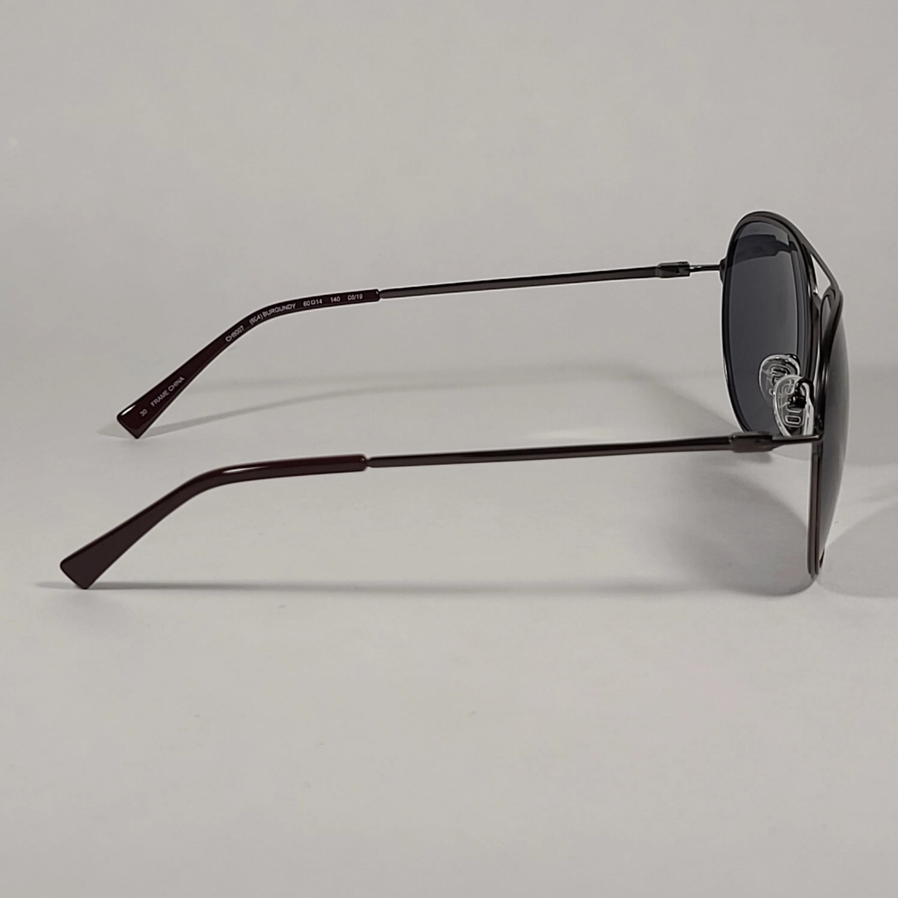 Cole Haan Polarized Aviator Sunglasses Gunmetal And Burgundy Frame Gray Lens CH8007 604 Burgundy