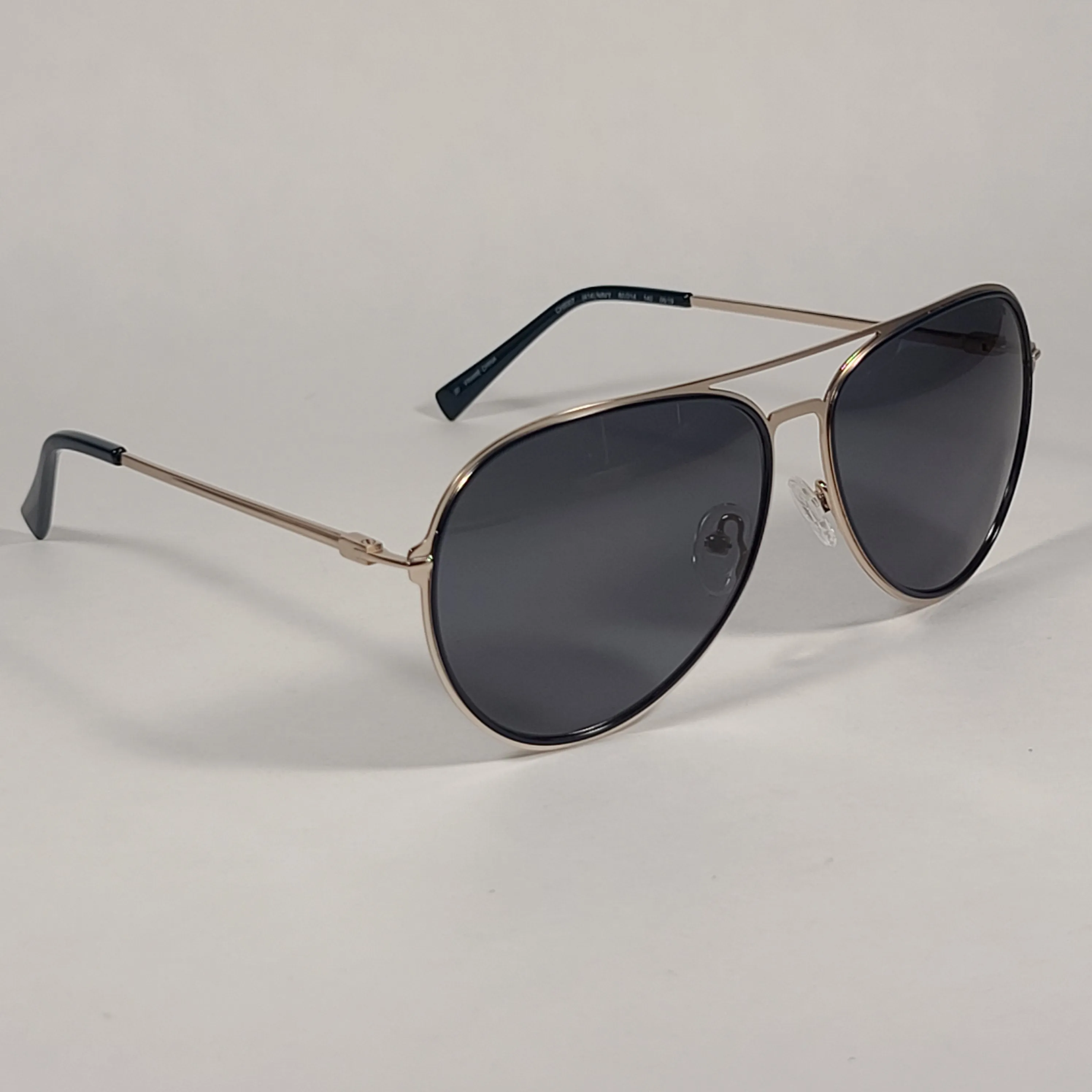 Cole Haan Polarized Aviator Sunglasses Silver And Navy Frame Gray Lens CH8007 414 Navy