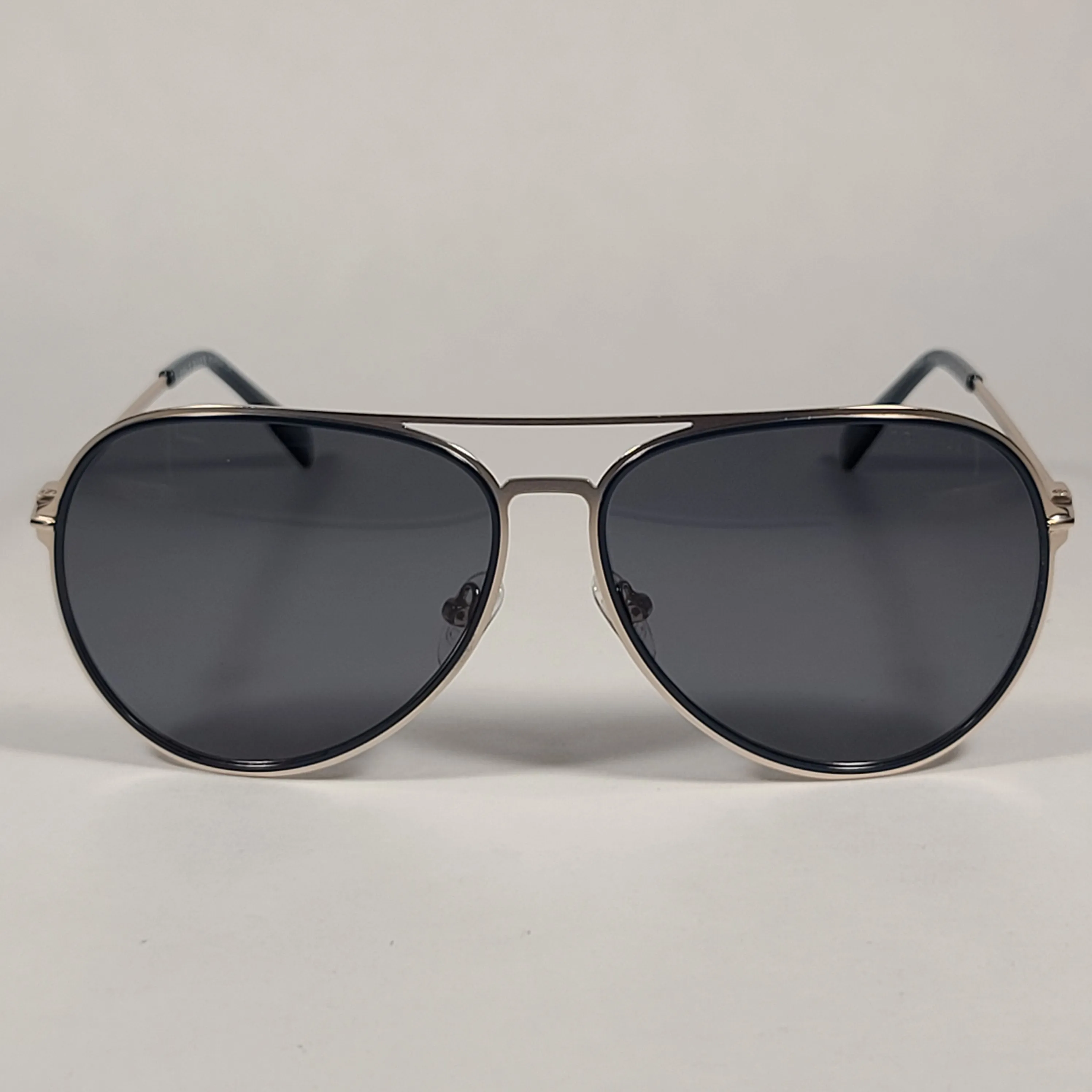 Cole Haan Polarized Aviator Sunglasses Silver And Navy Frame Gray Lens CH8007 414 Navy