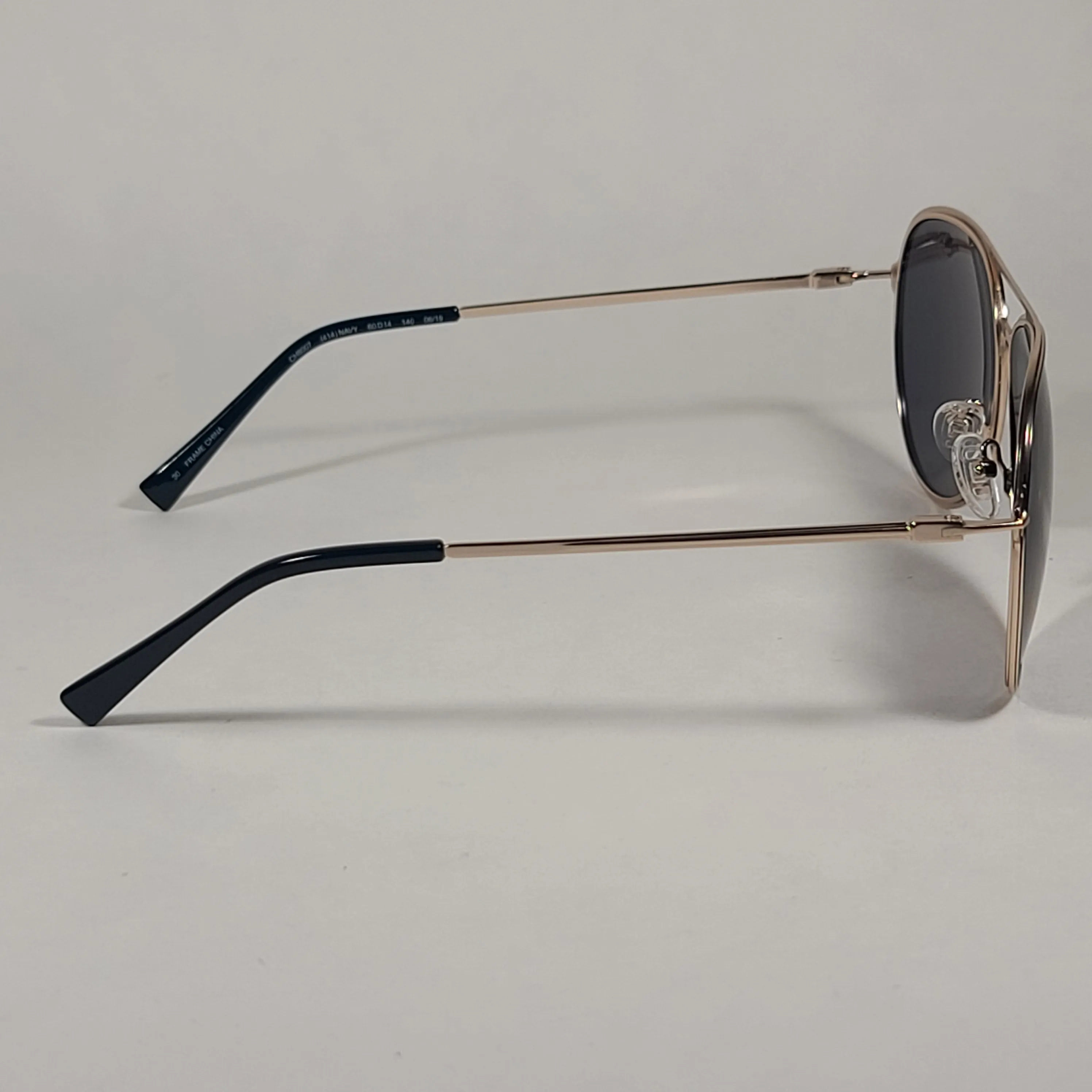 Cole Haan Polarized Aviator Sunglasses Silver And Navy Frame Gray Lens CH8007 414 Navy