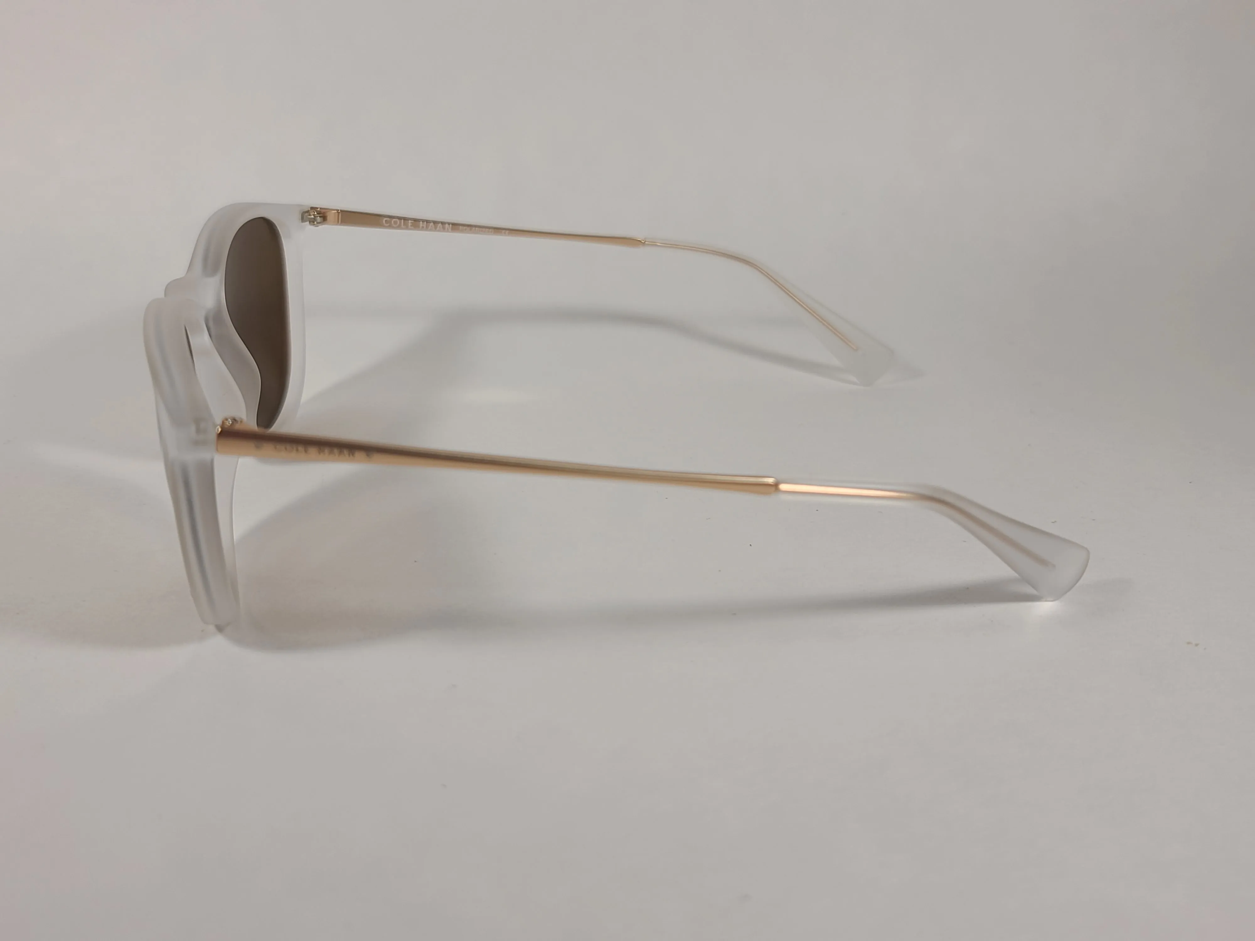 Cole Haan Round Sunglasses Crystal Gold Frame Gold Mirror Lens CH9002 717 CRYSTAL/GOLD