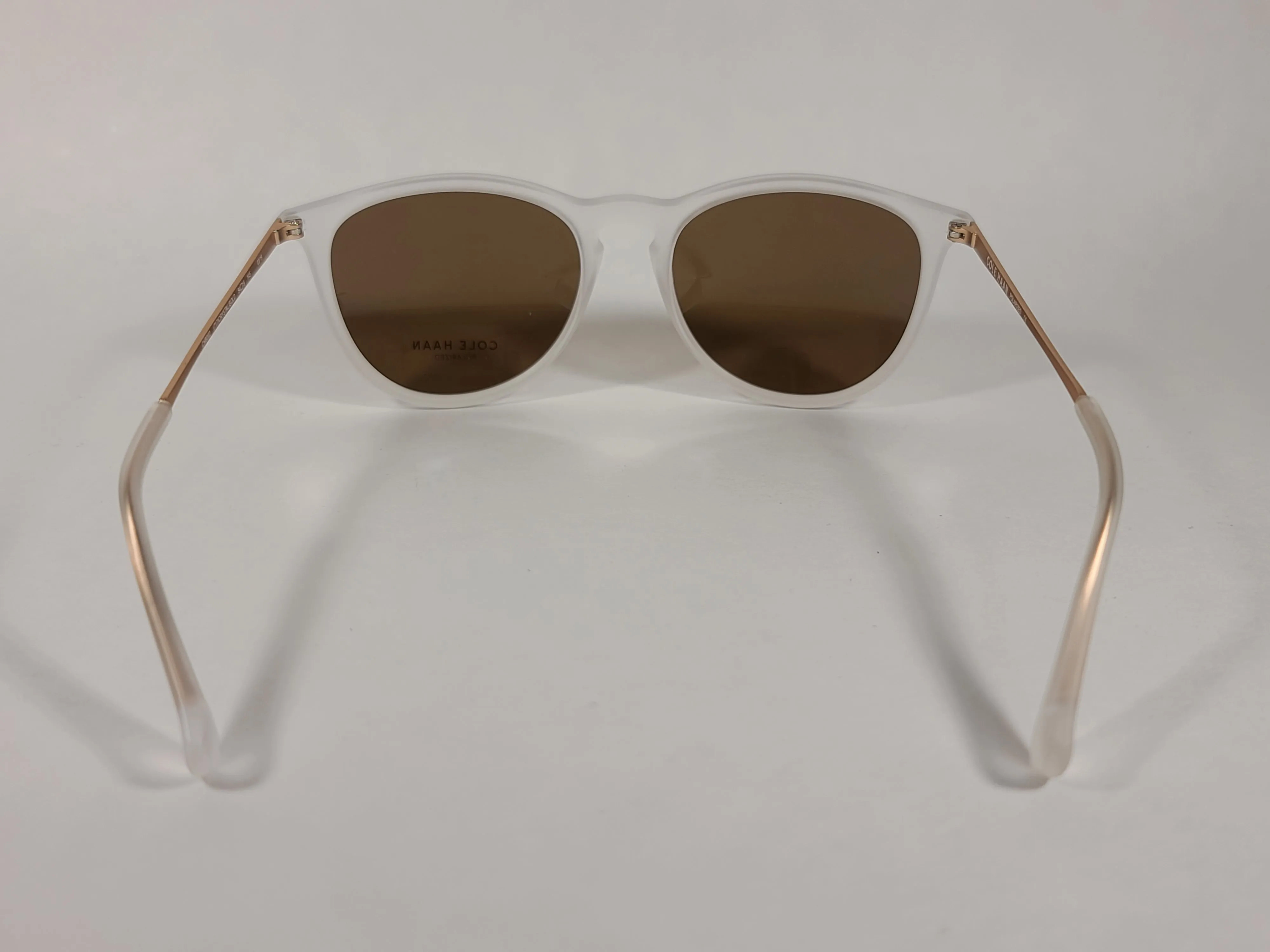 Cole Haan Round Sunglasses Crystal Gold Frame Gold Mirror Lens CH9002 717 CRYSTAL/GOLD