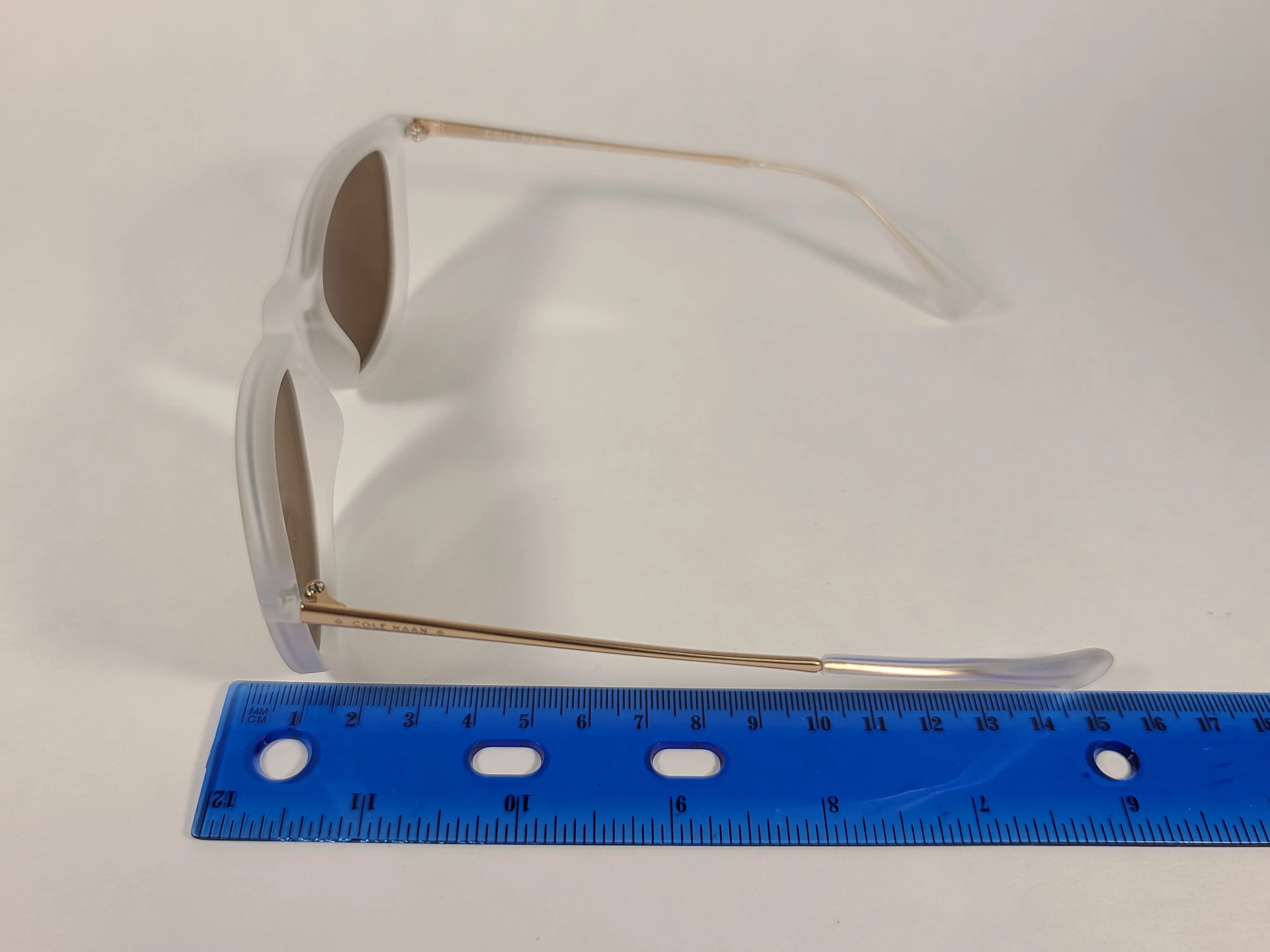 Cole Haan Round Sunglasses Crystal Gold Frame Gold Mirror Lens CH9002 717 CRYSTAL/GOLD
